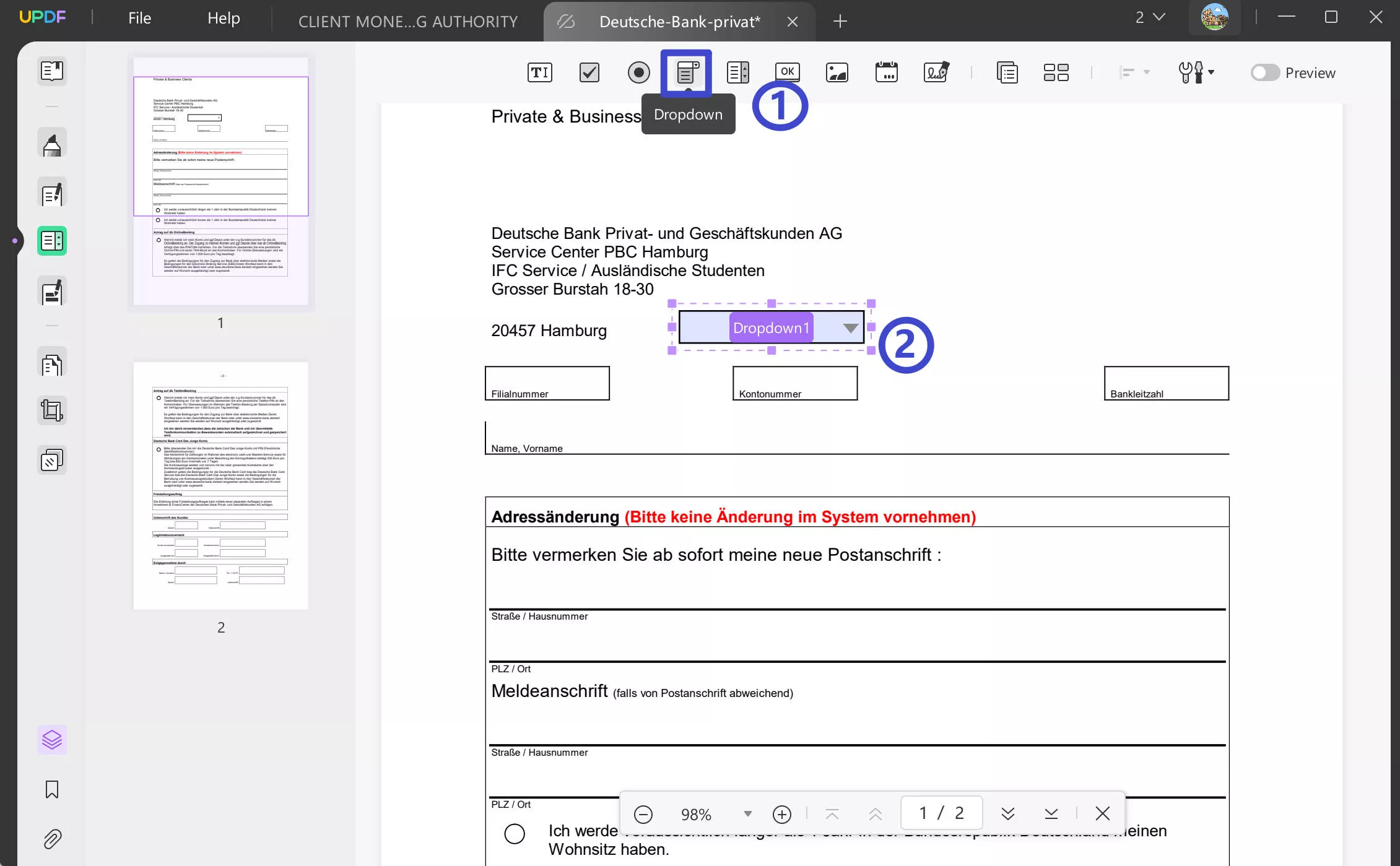 how to edit drop down list in pdf updf