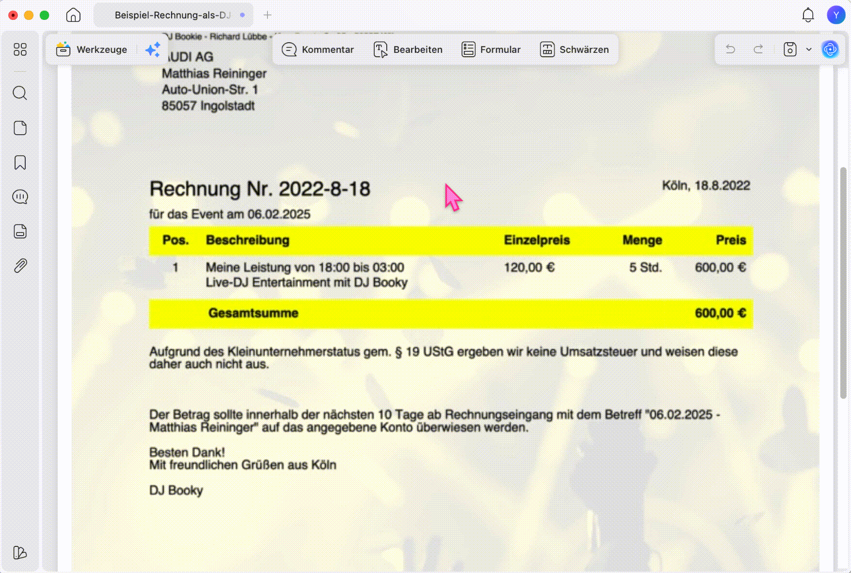 Gescannte Quittung mit OCR bearbeitbar machen