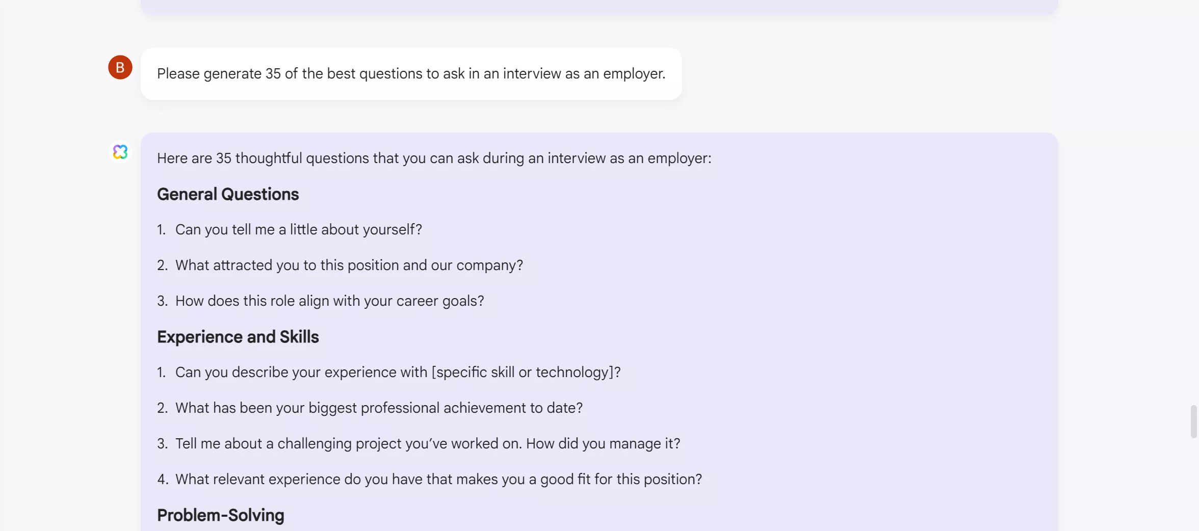 questions to ask the employer