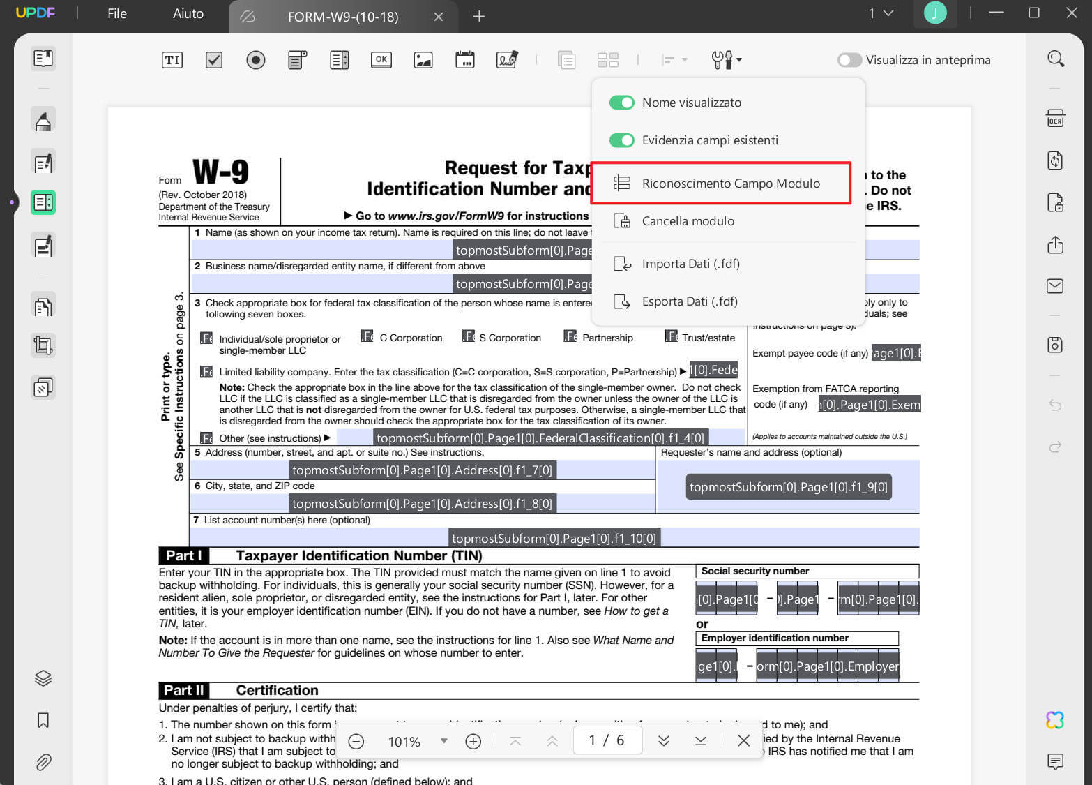 creare un modulo compilabile in PDF