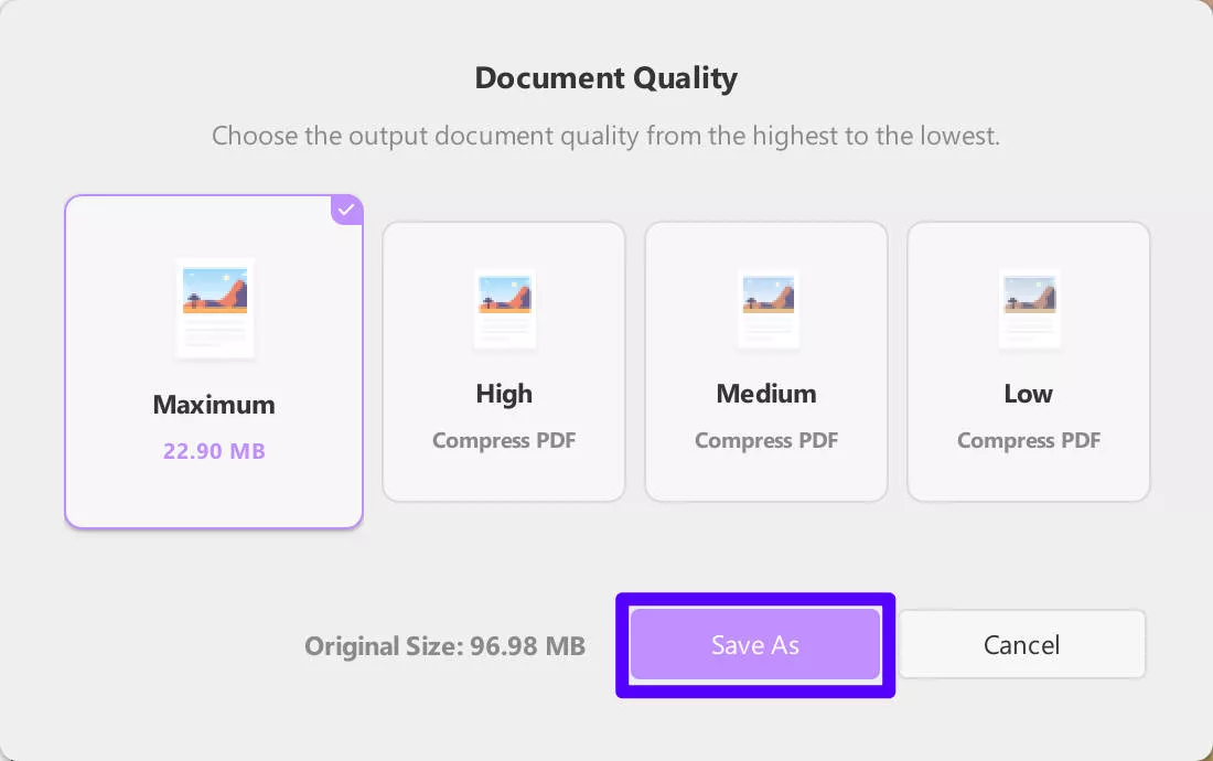 reduce pdf size in foxit save as updf