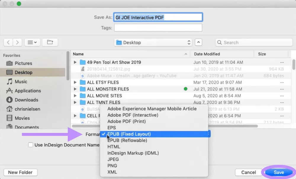 save PDF to epub with adobe indesign