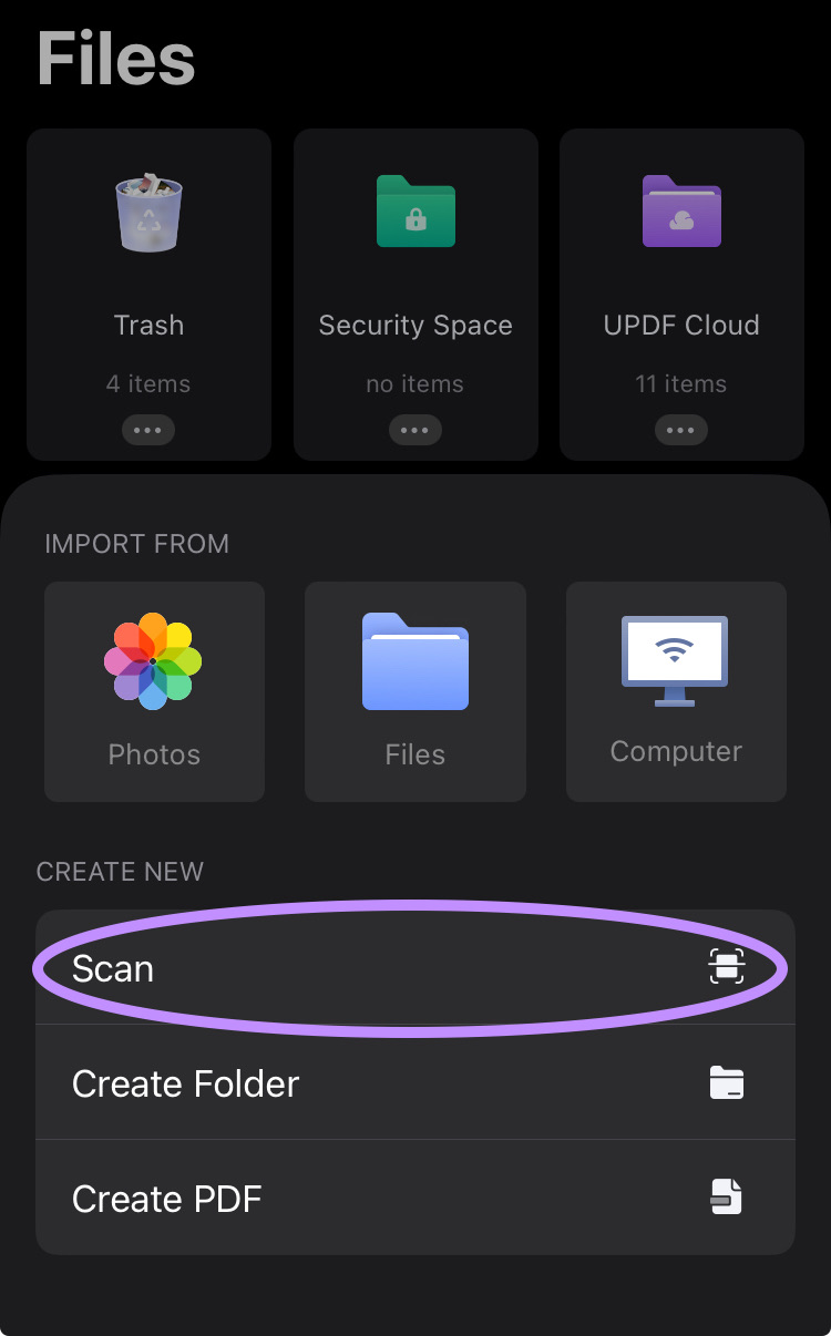 scan in updf for ios