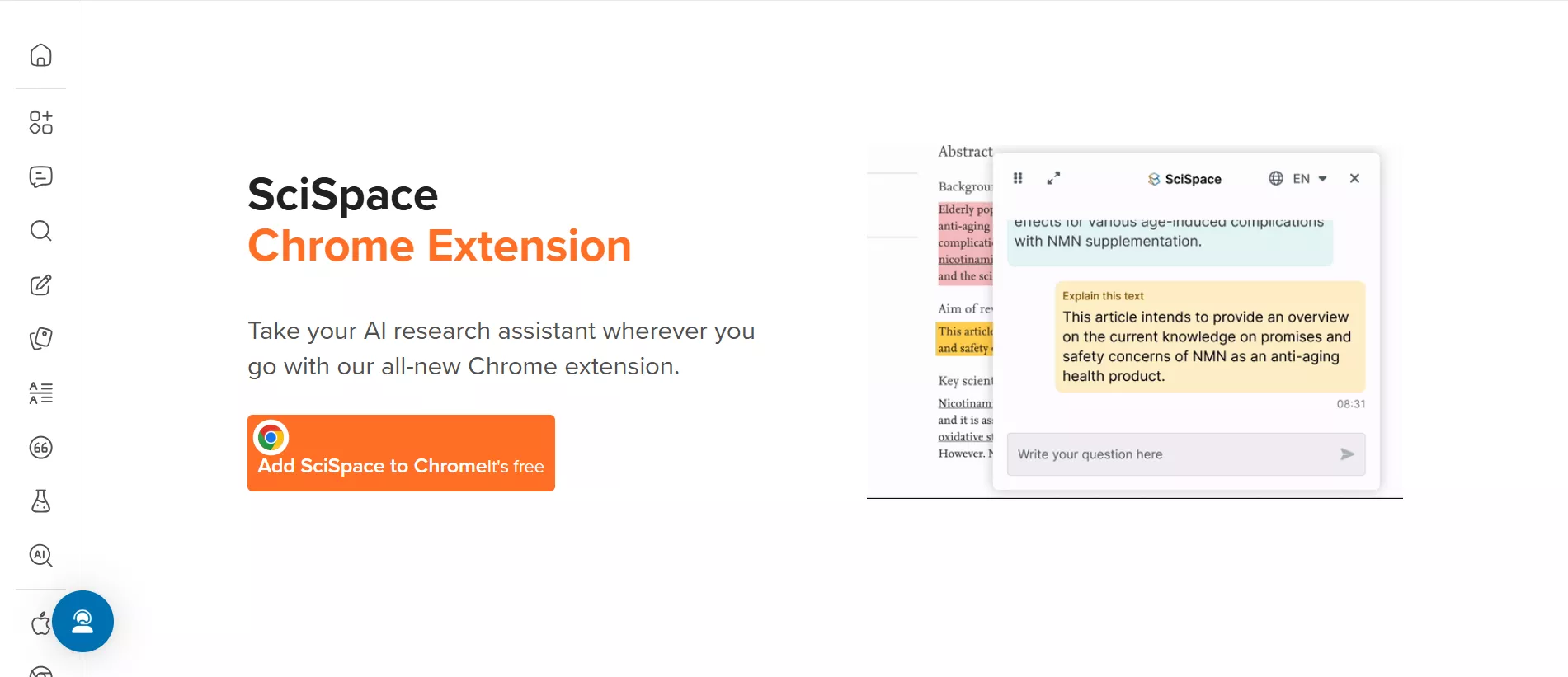 site de interface scispace