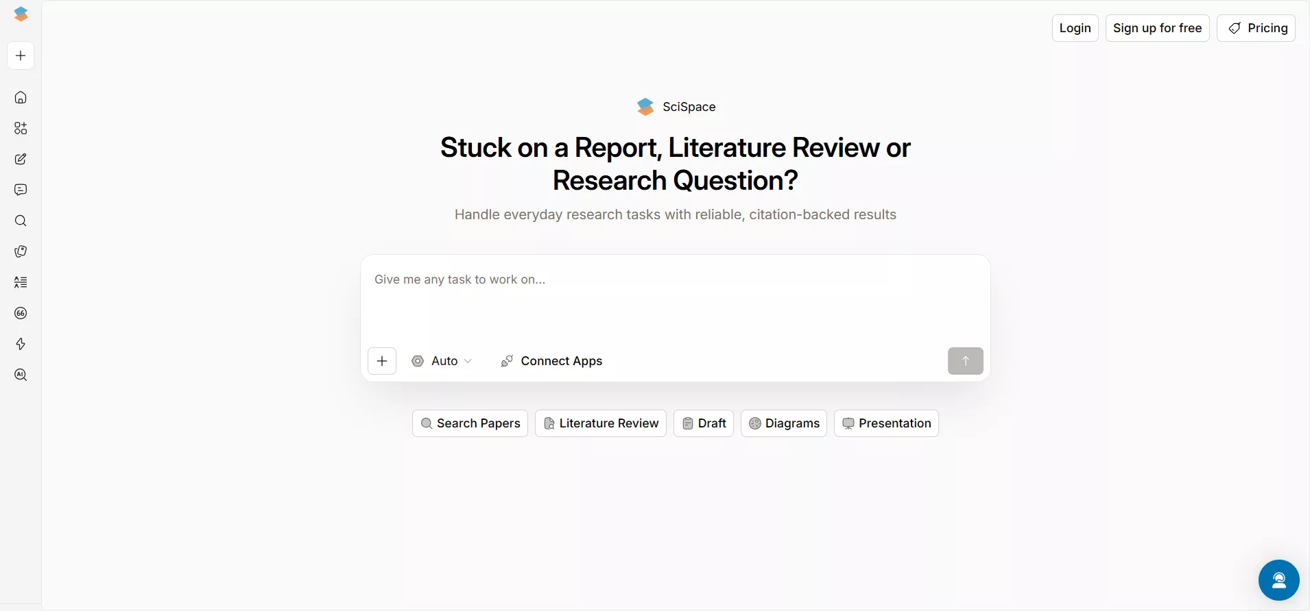 site de interface scispace