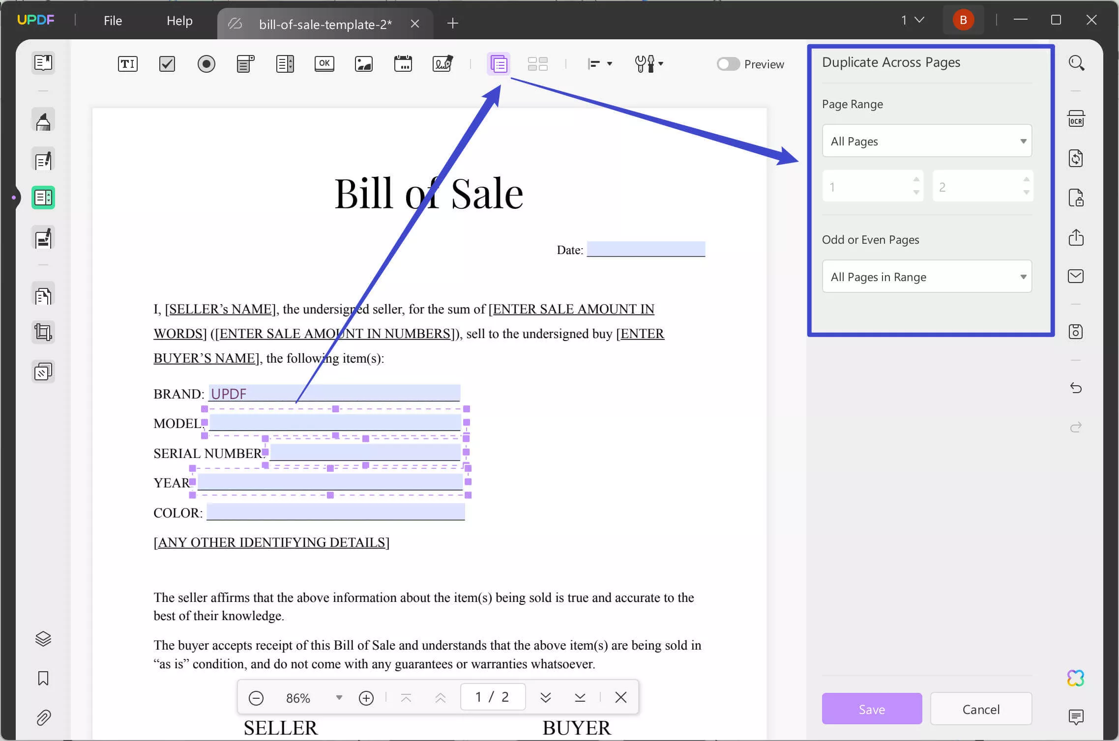 duplicate form fields across pages