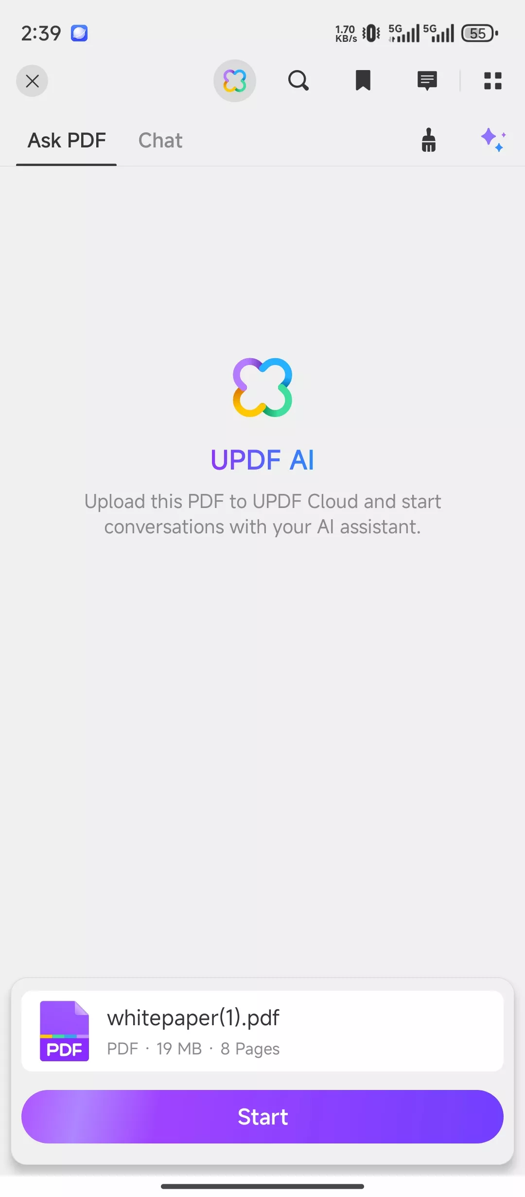 start UPDF AI on UPDF Android