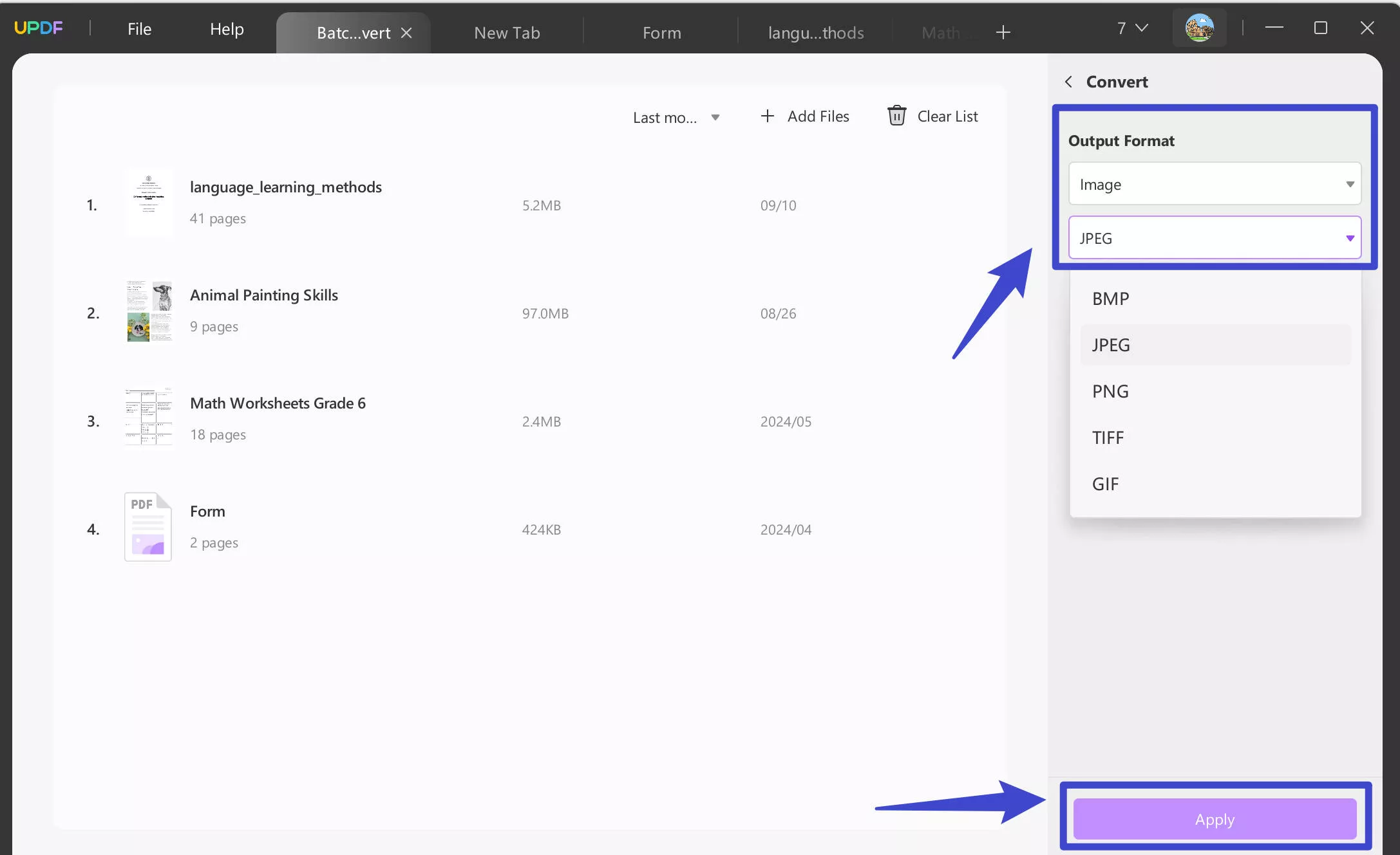 step to batch convert image