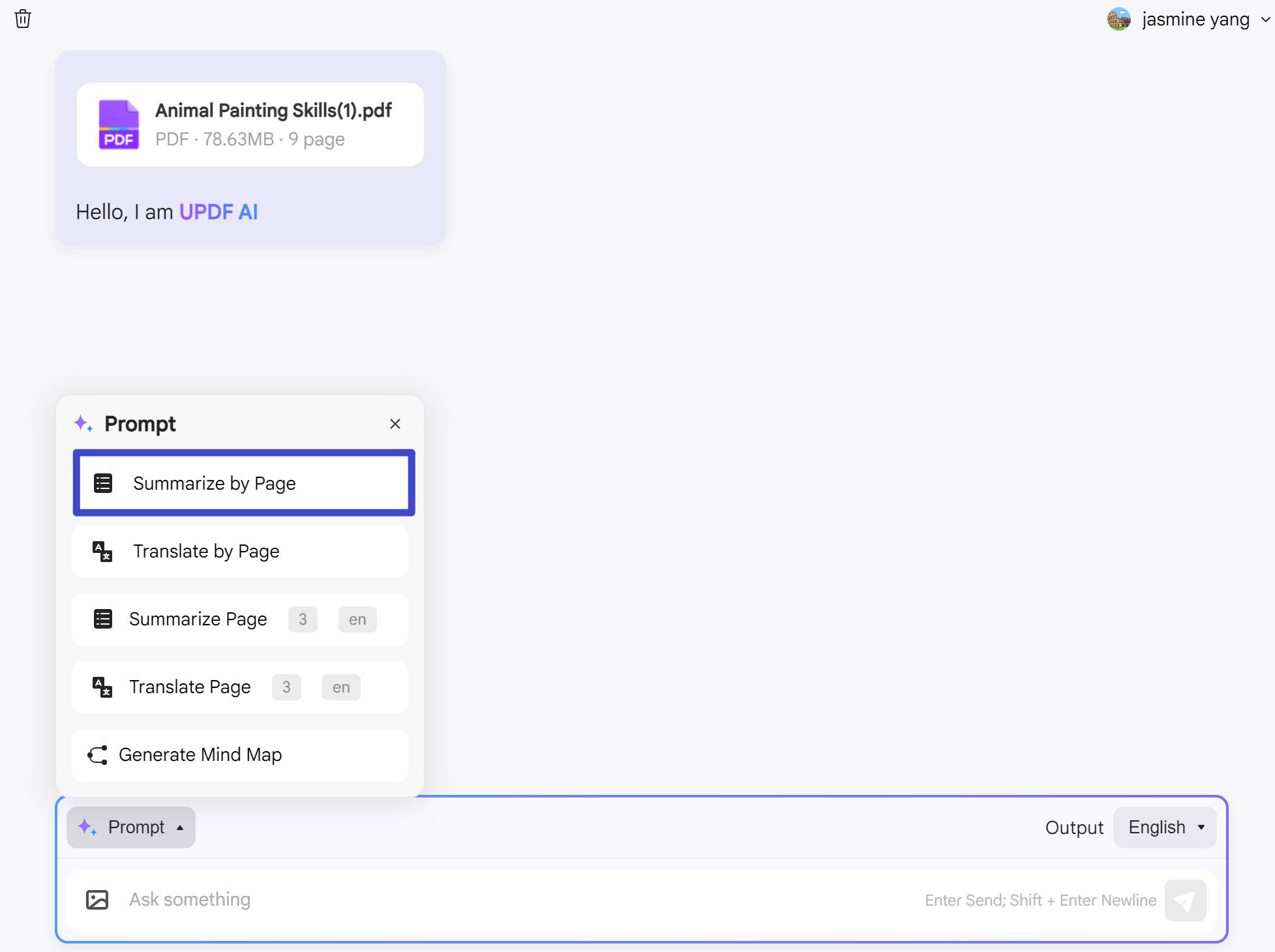 choose the summarize by page option