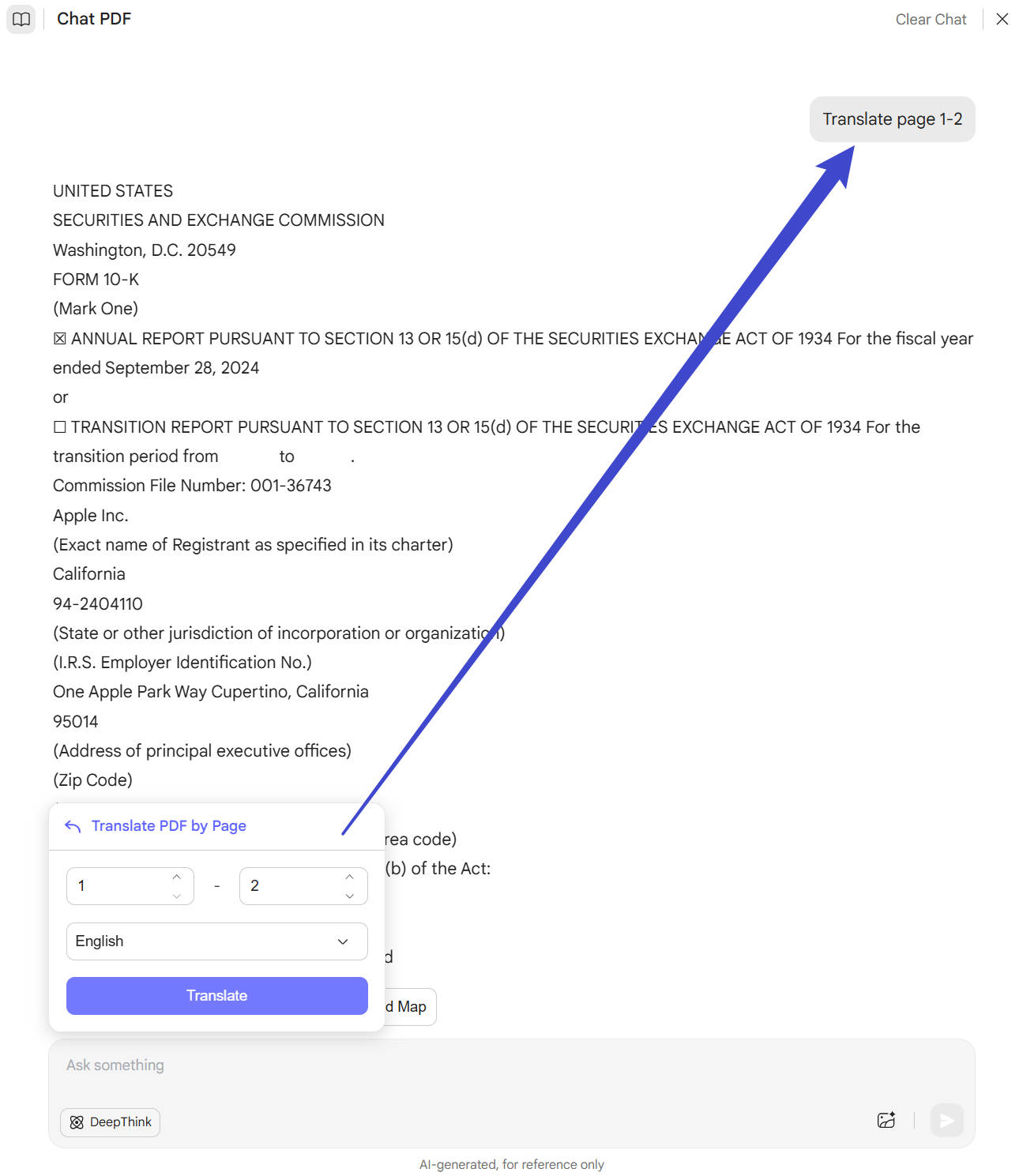 translate gujarati pdf to English with updf online ai assistant