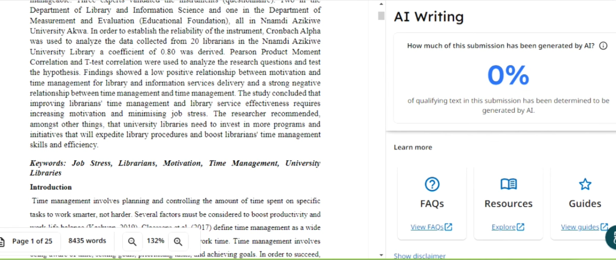 turnitin's detection of human content