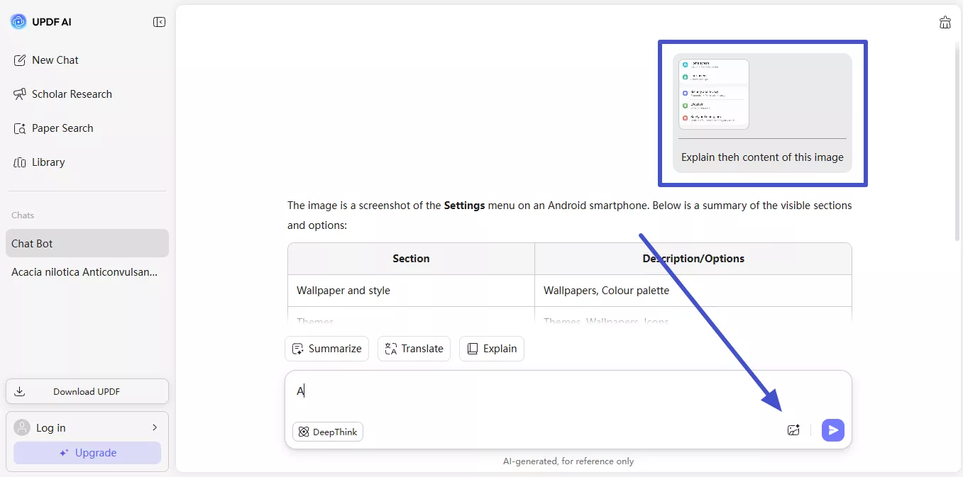 upload image and explain content