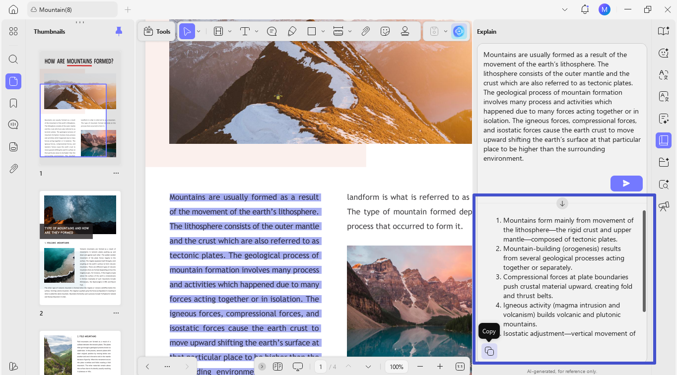 copy the generated output