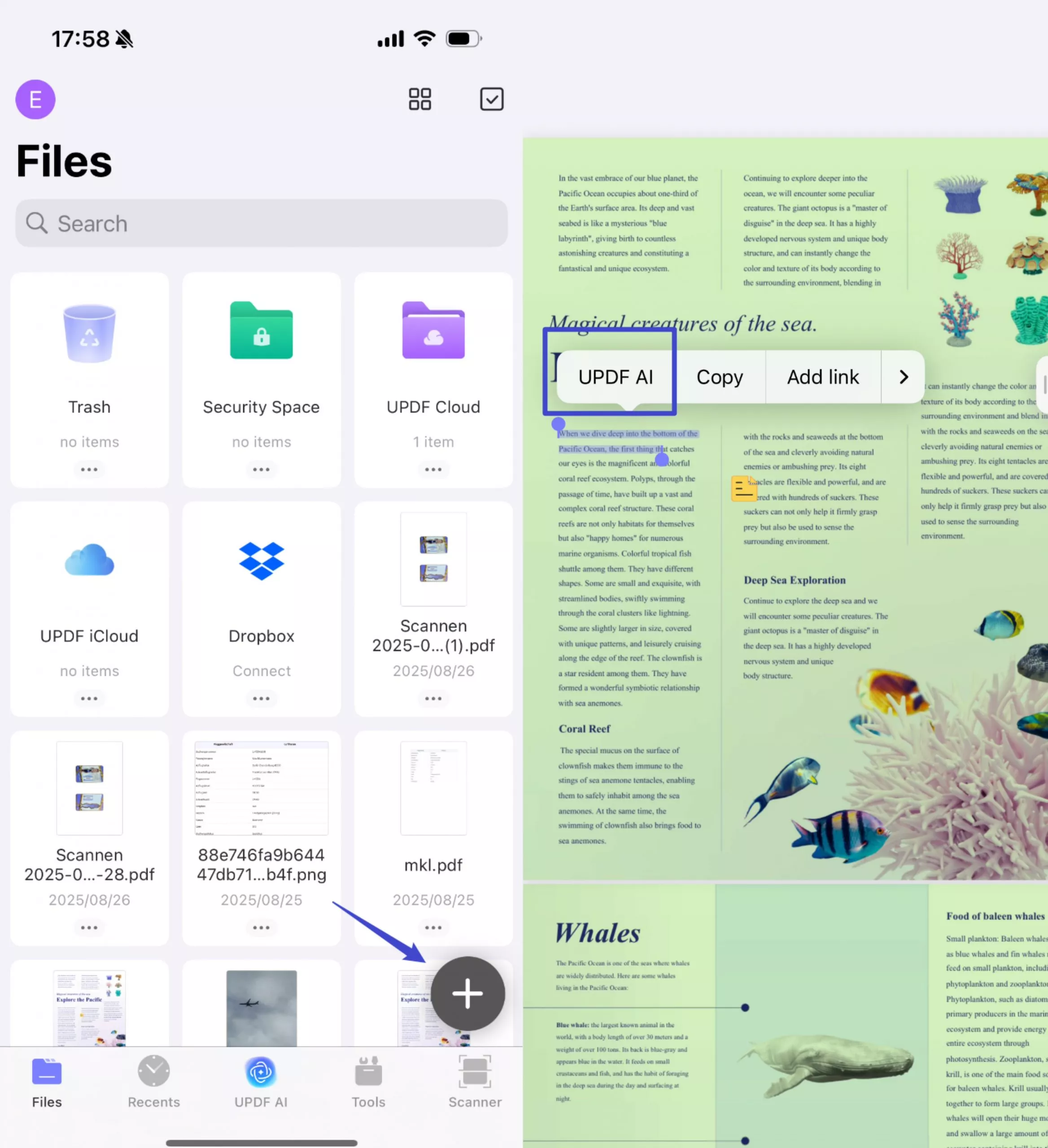 add file and access updf ai