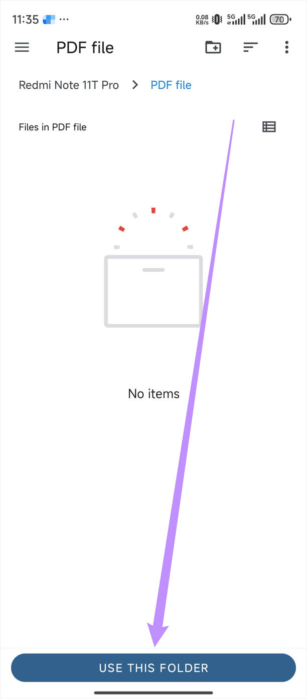 ใช้โฟลเดอร์นี้ใน updf บน Android