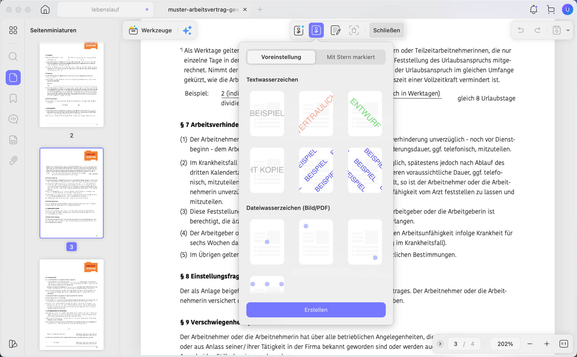 PDF-Dateien mit Wasserzeichen versehen und als PDF speichern