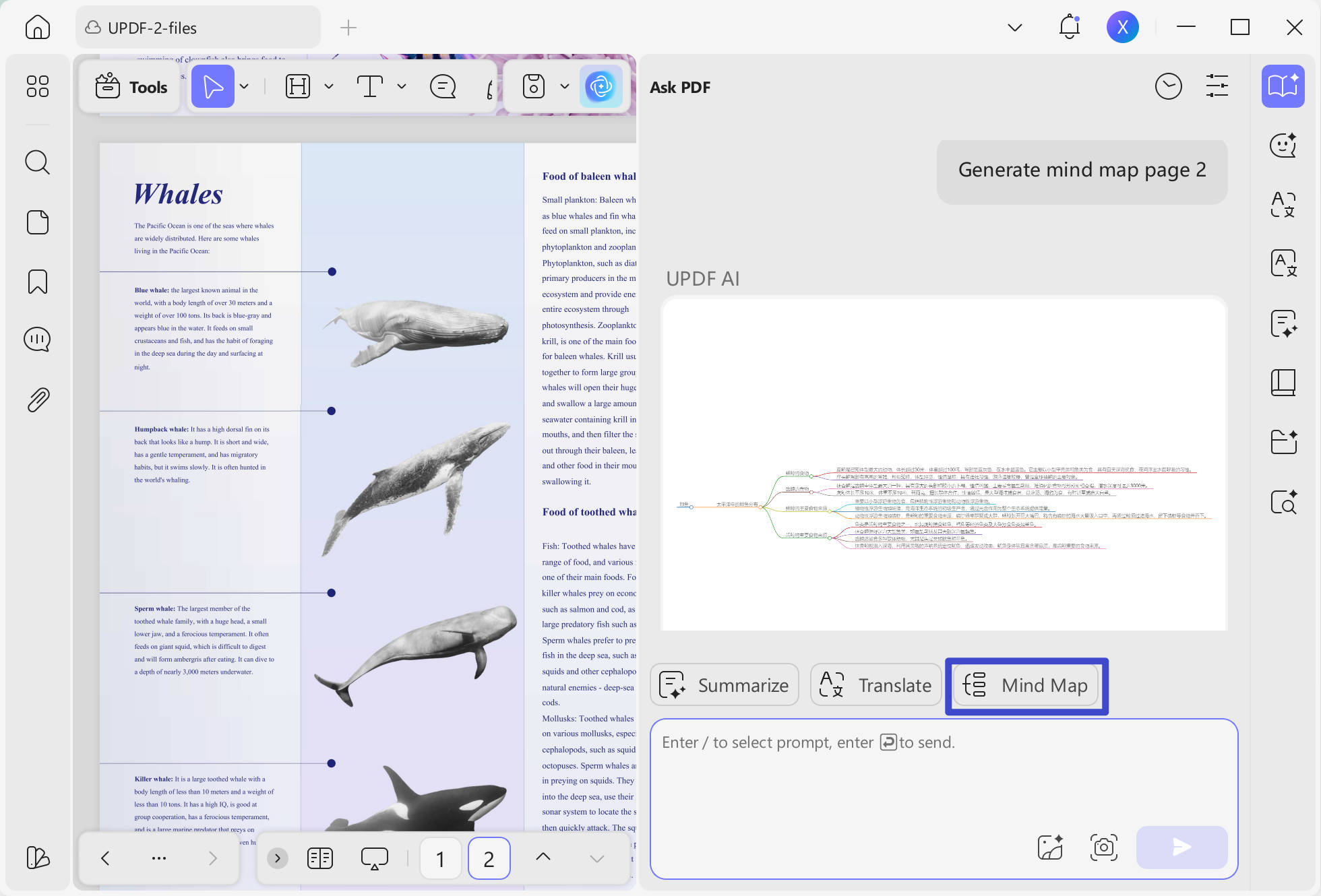 generate mind map via updf on windows
