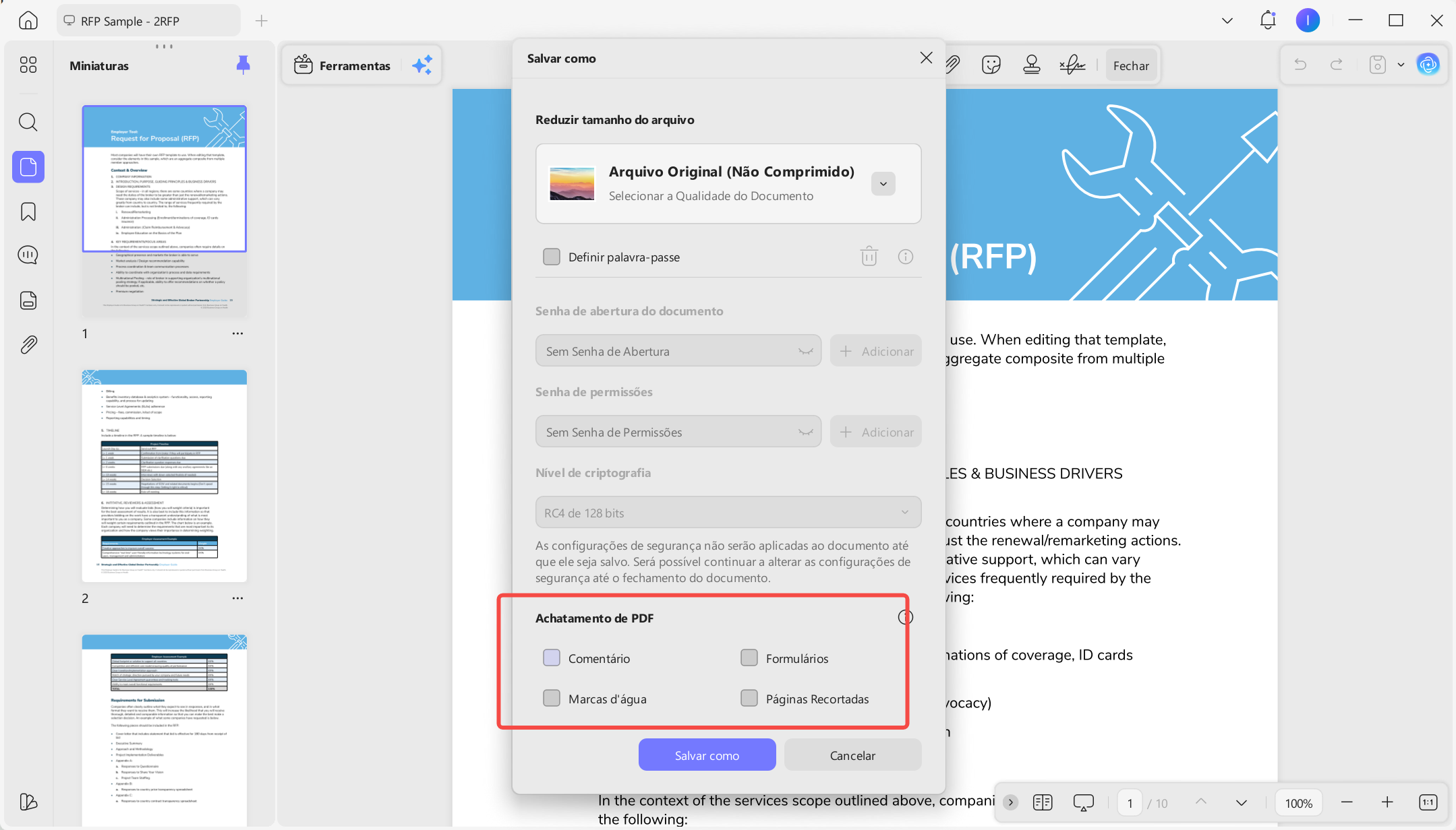 achatamento de pdf