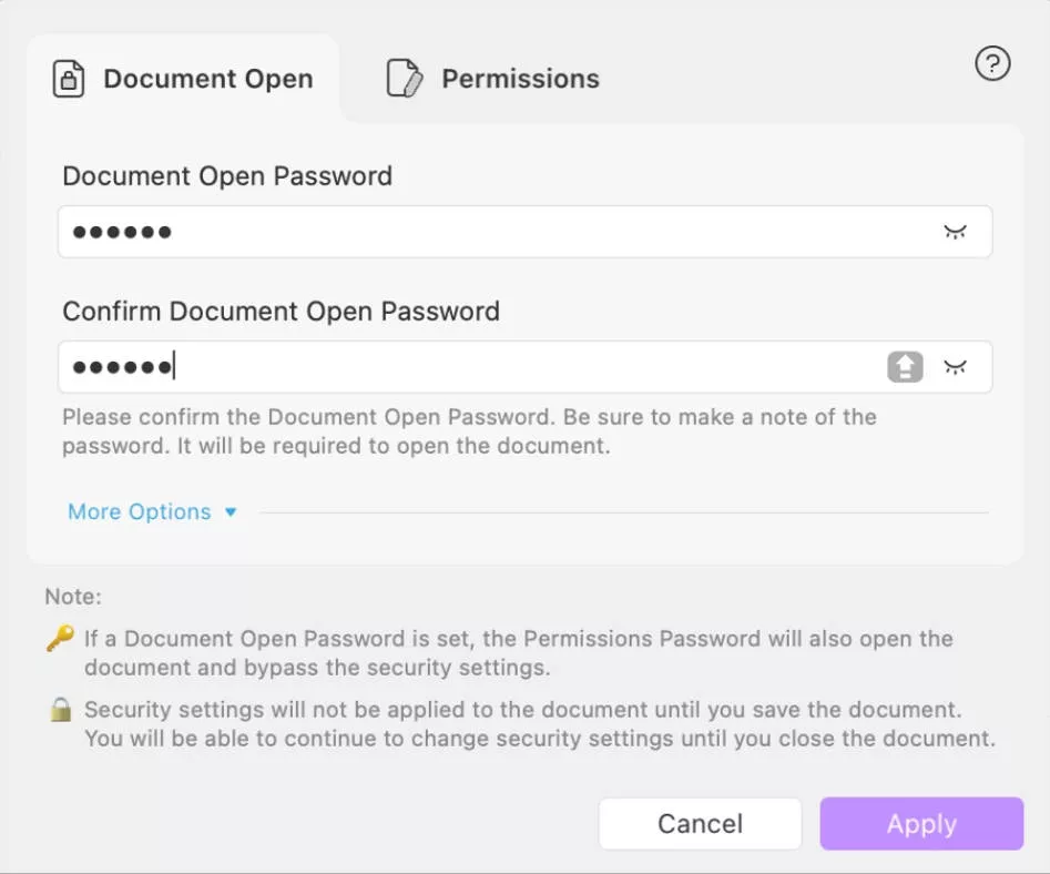 set document password with updf on mac