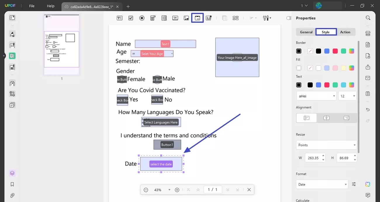 include date in pdf form