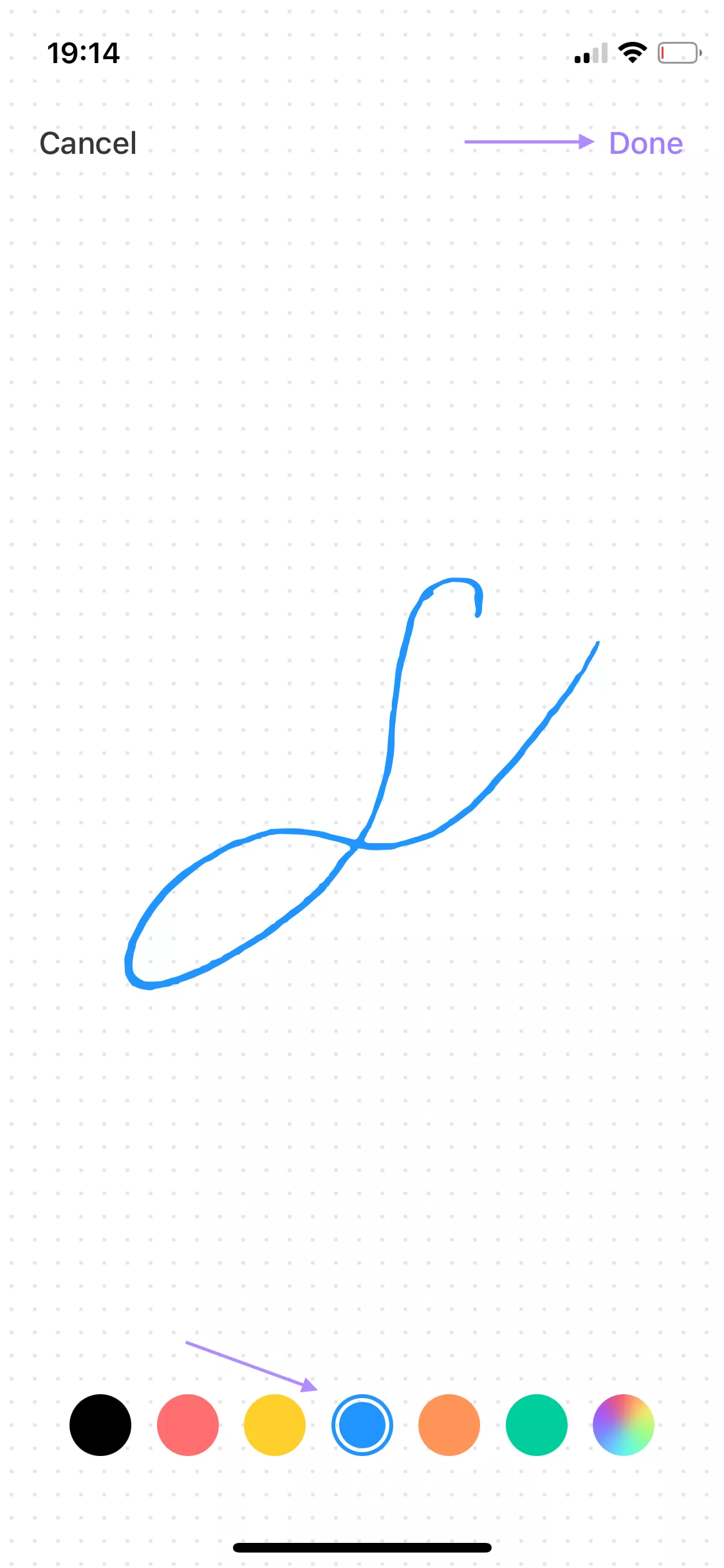 adjust the color of the signature updf ios