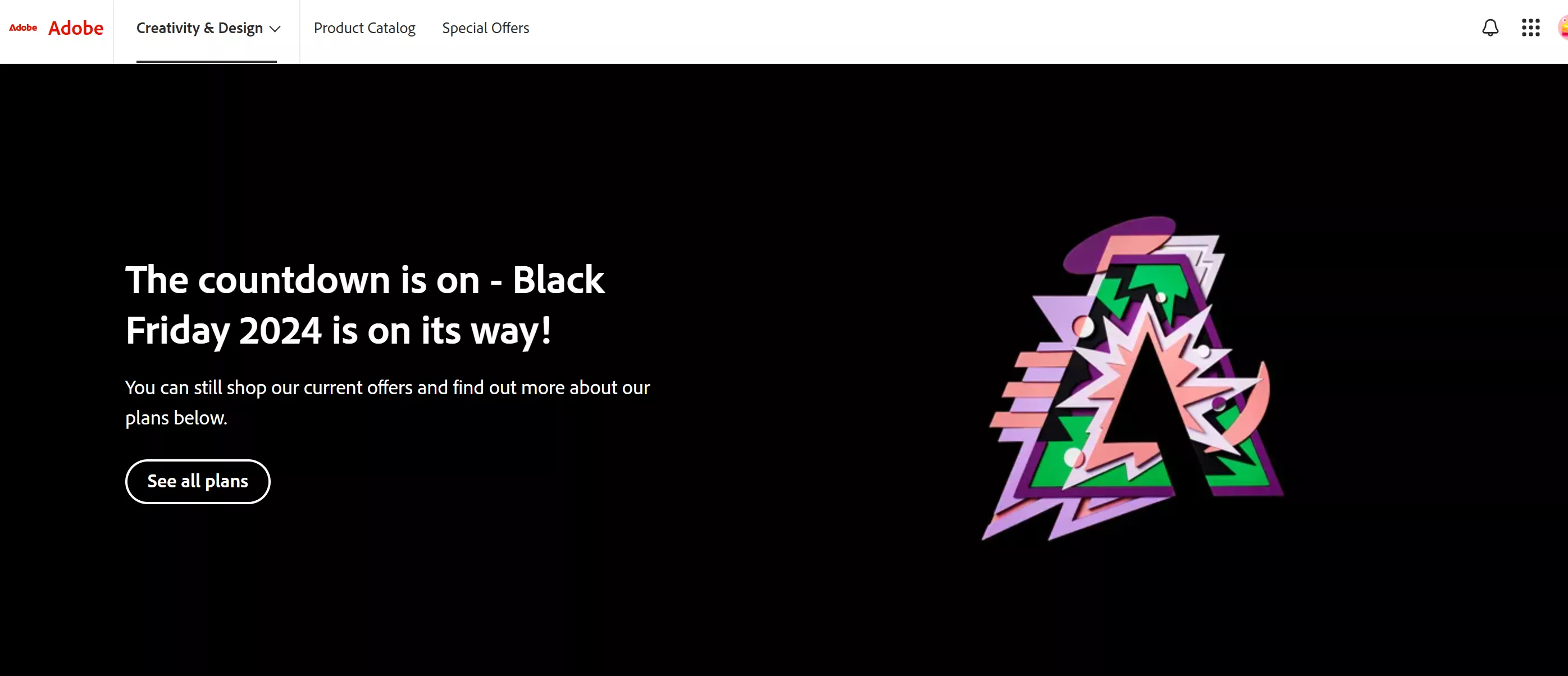 Adobe Creative Cloud Black Friday website