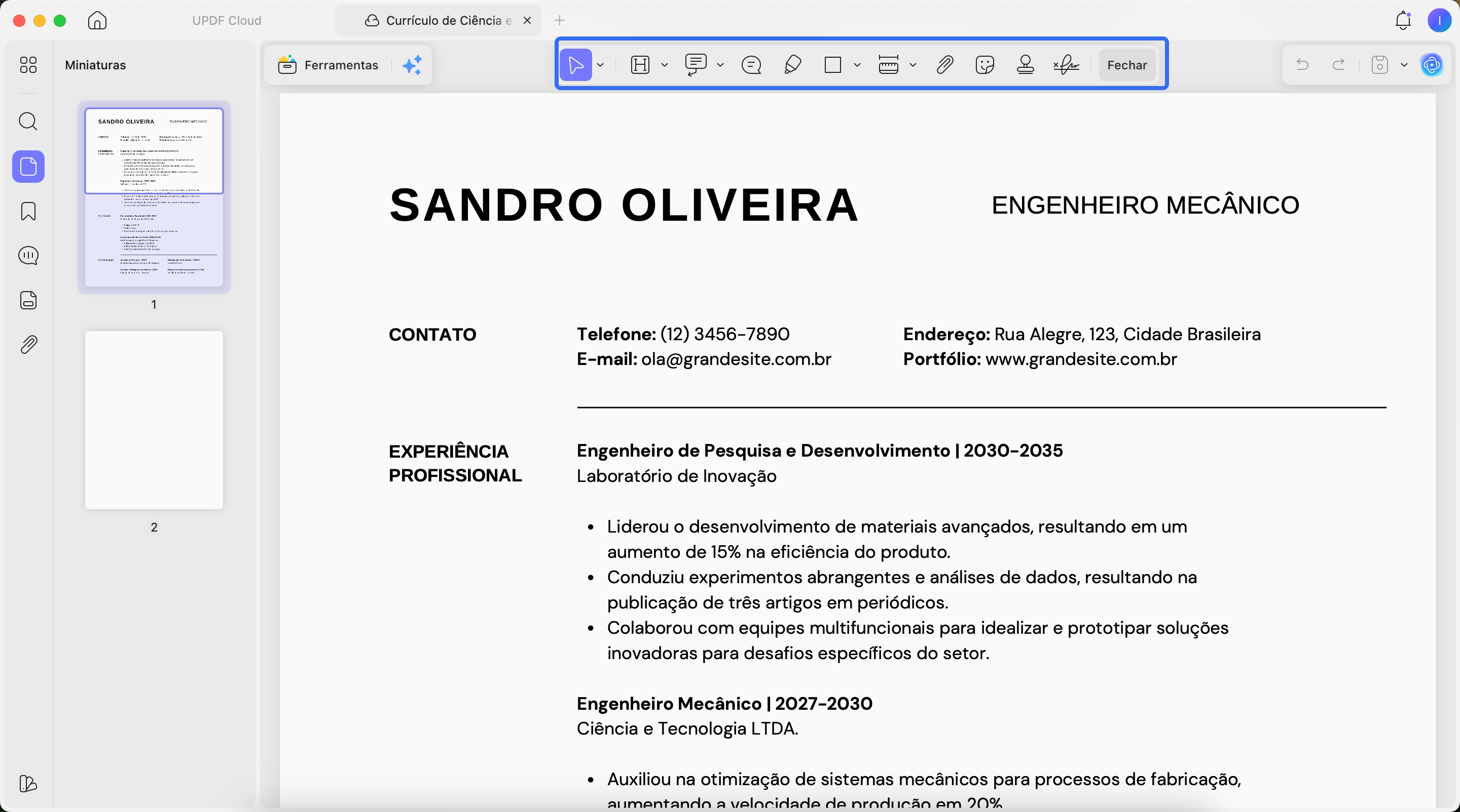 escrever algo aproximado em seu currículo