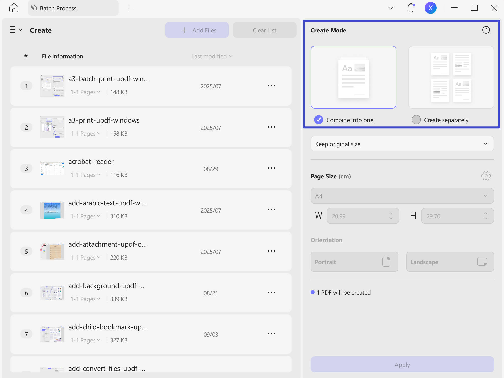 convert folder to pdf with updf