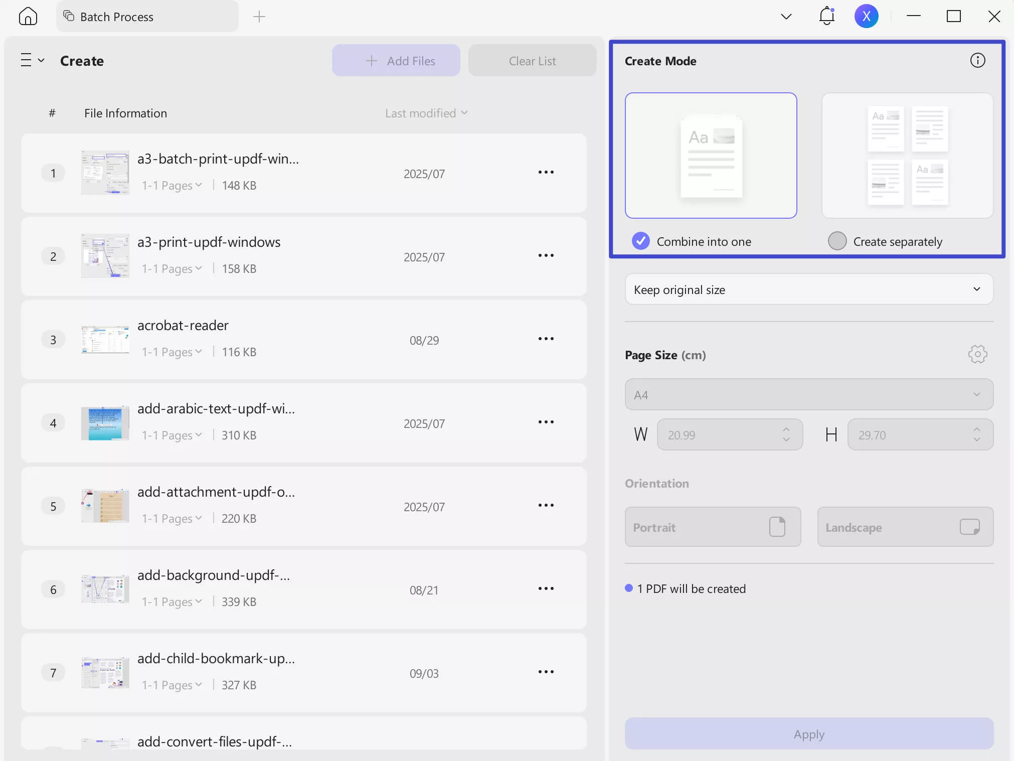 convert folder to pdf with updf