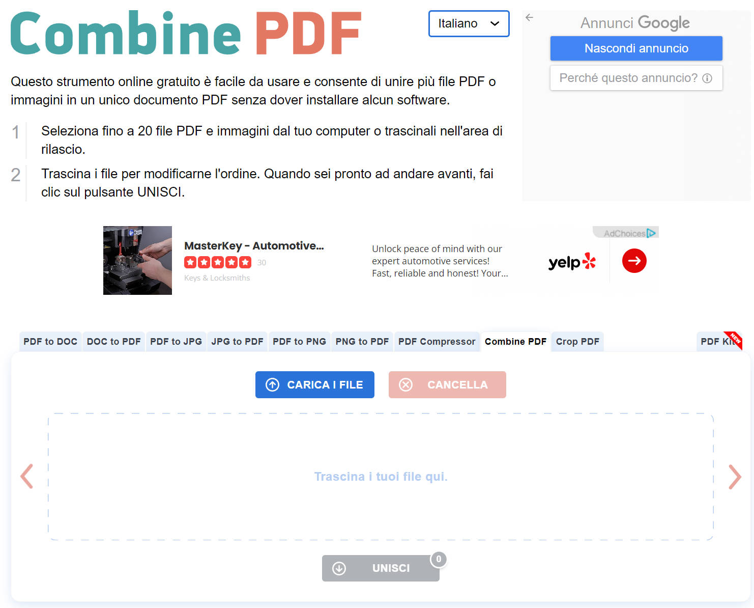 Combine PDF programma per unire PDF