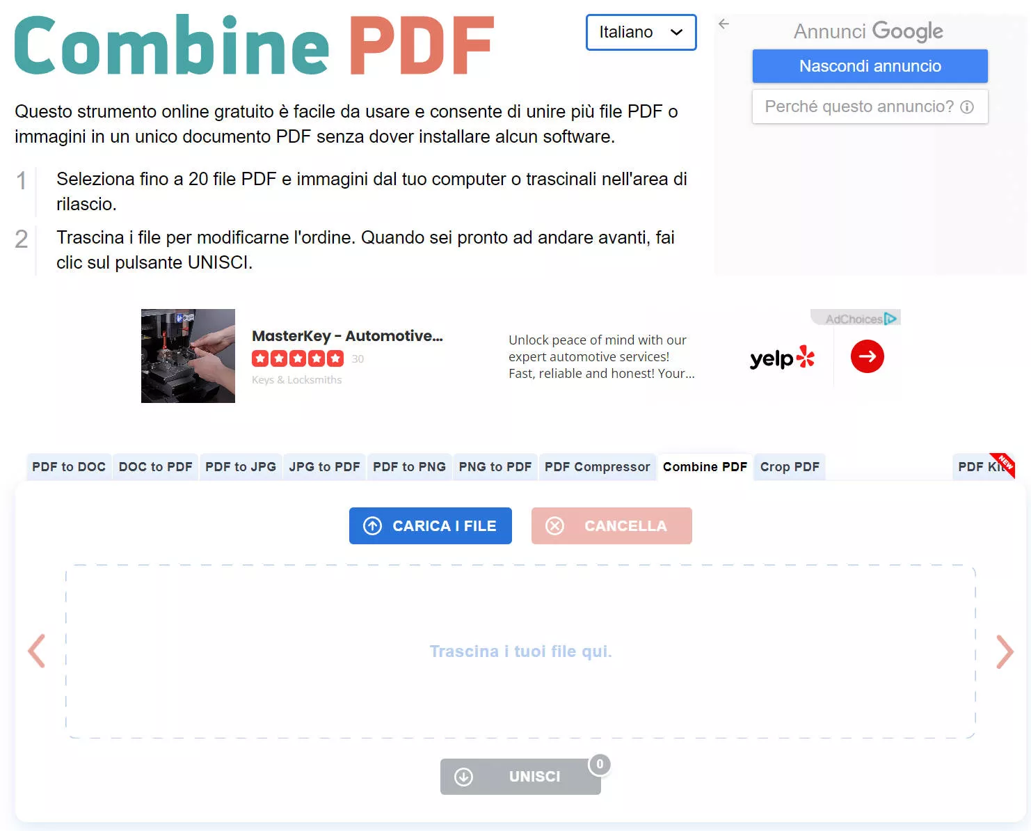 programmi per unire PDF: Combine PDF