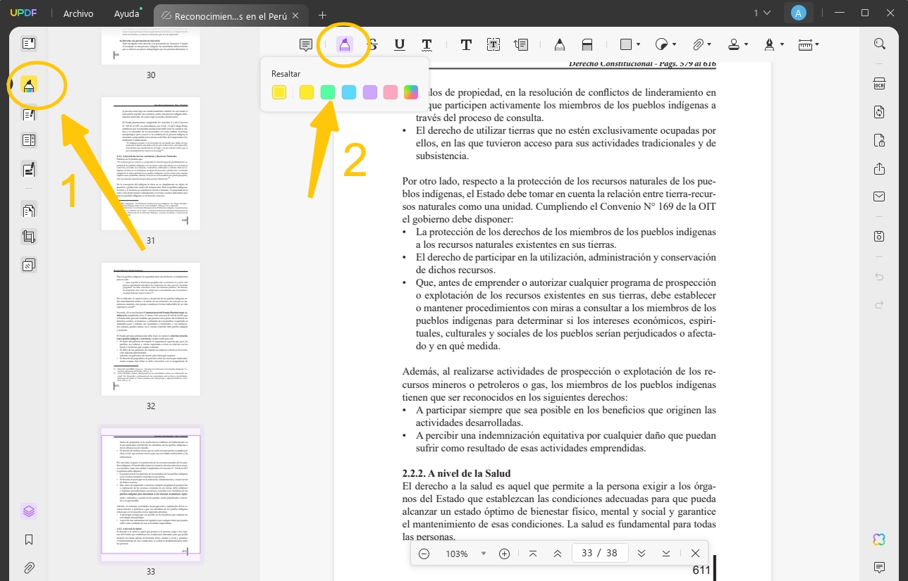 comentario y resaltar updf