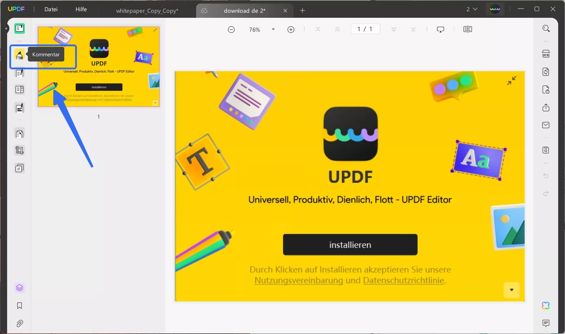 Canva als PDF speichern updf