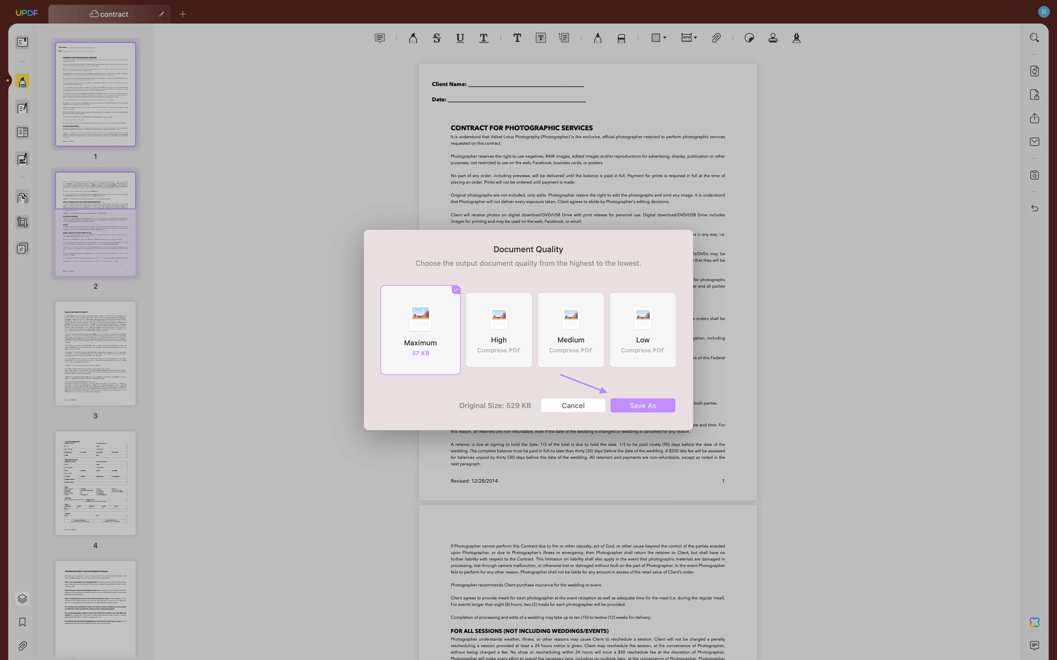 compress pdf updf mac