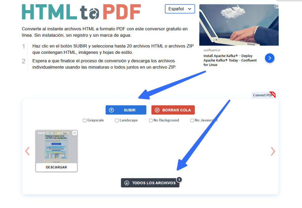 convertir HTML a PDF online en html2pdf