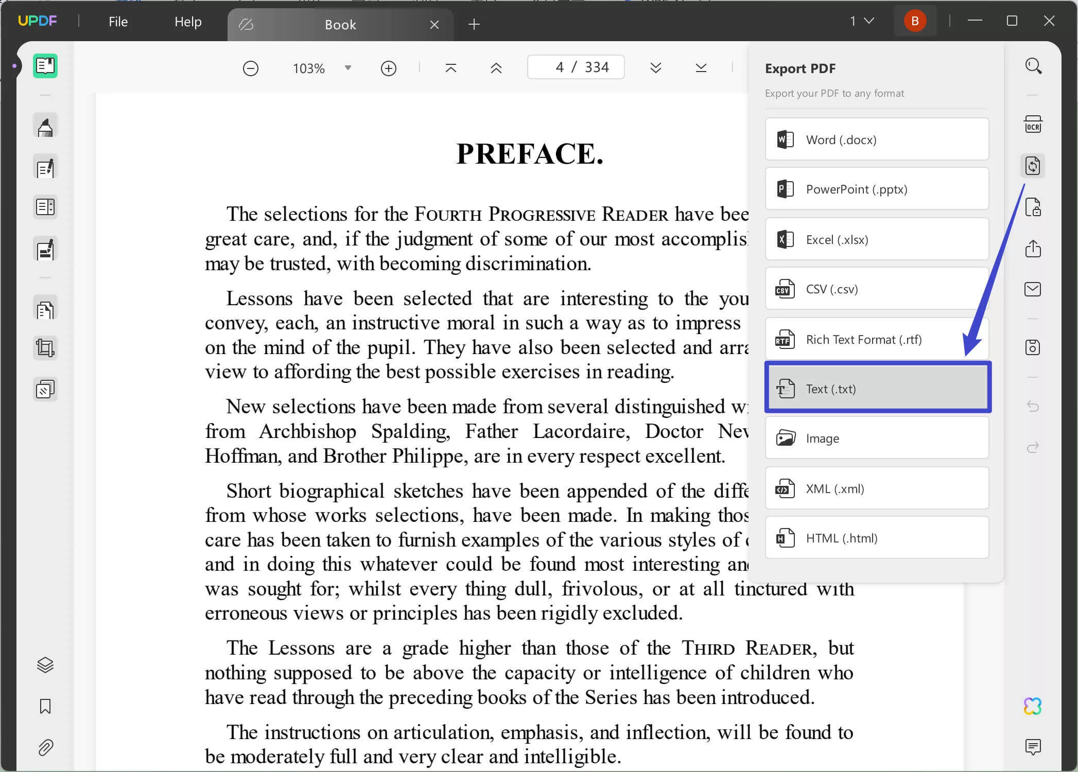 convert PDF to text using UPDF