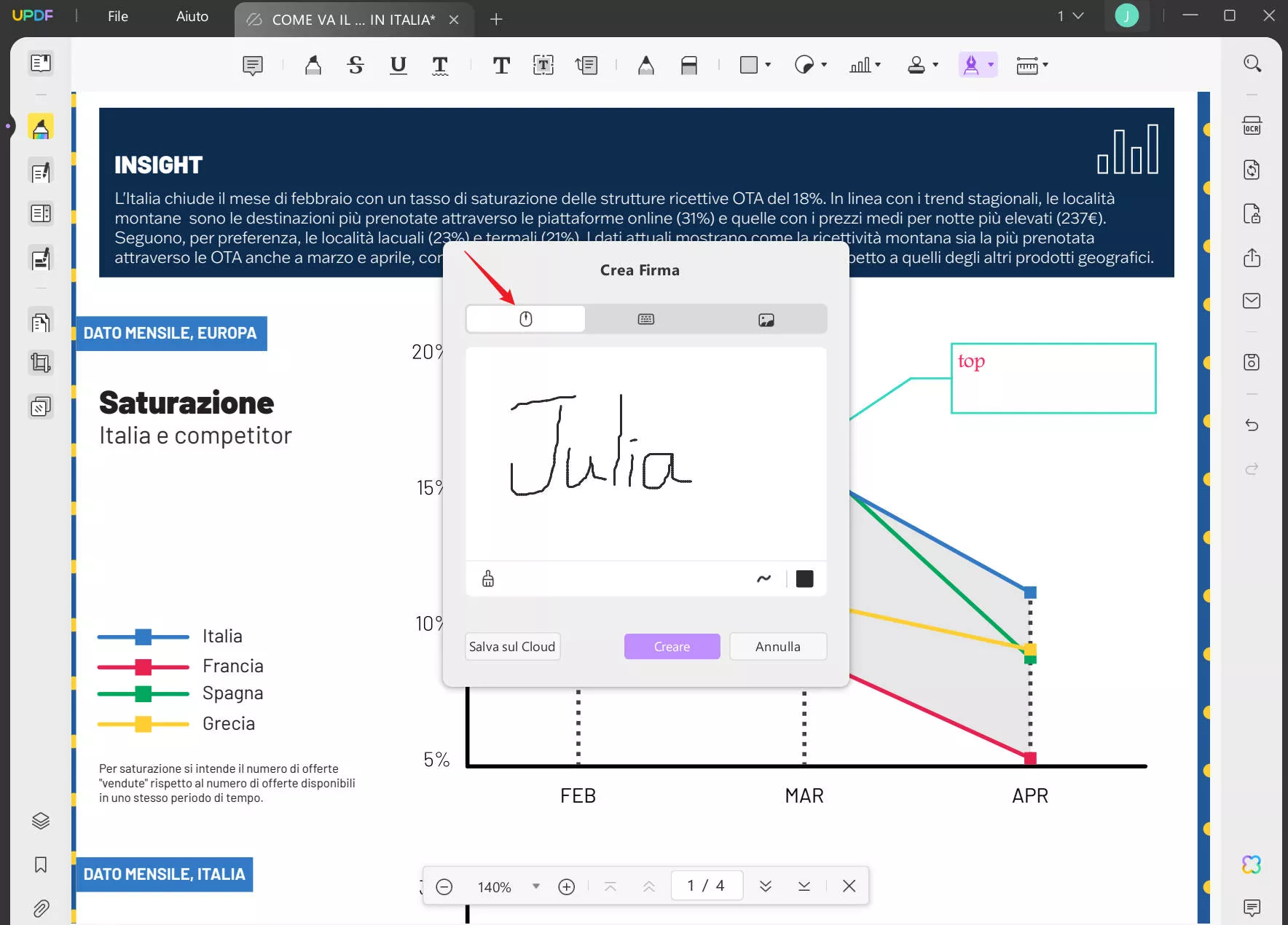 Creare una firma con il mouse