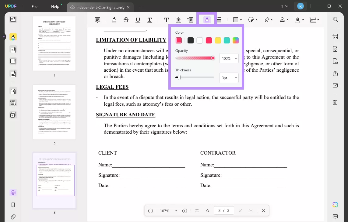 creating signature with updf's pencil tool