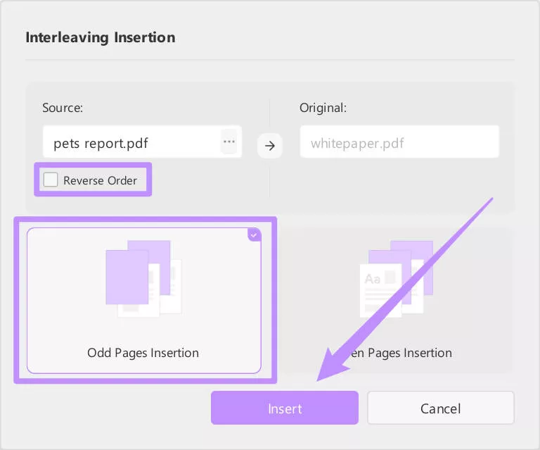 customize the settings and click insert