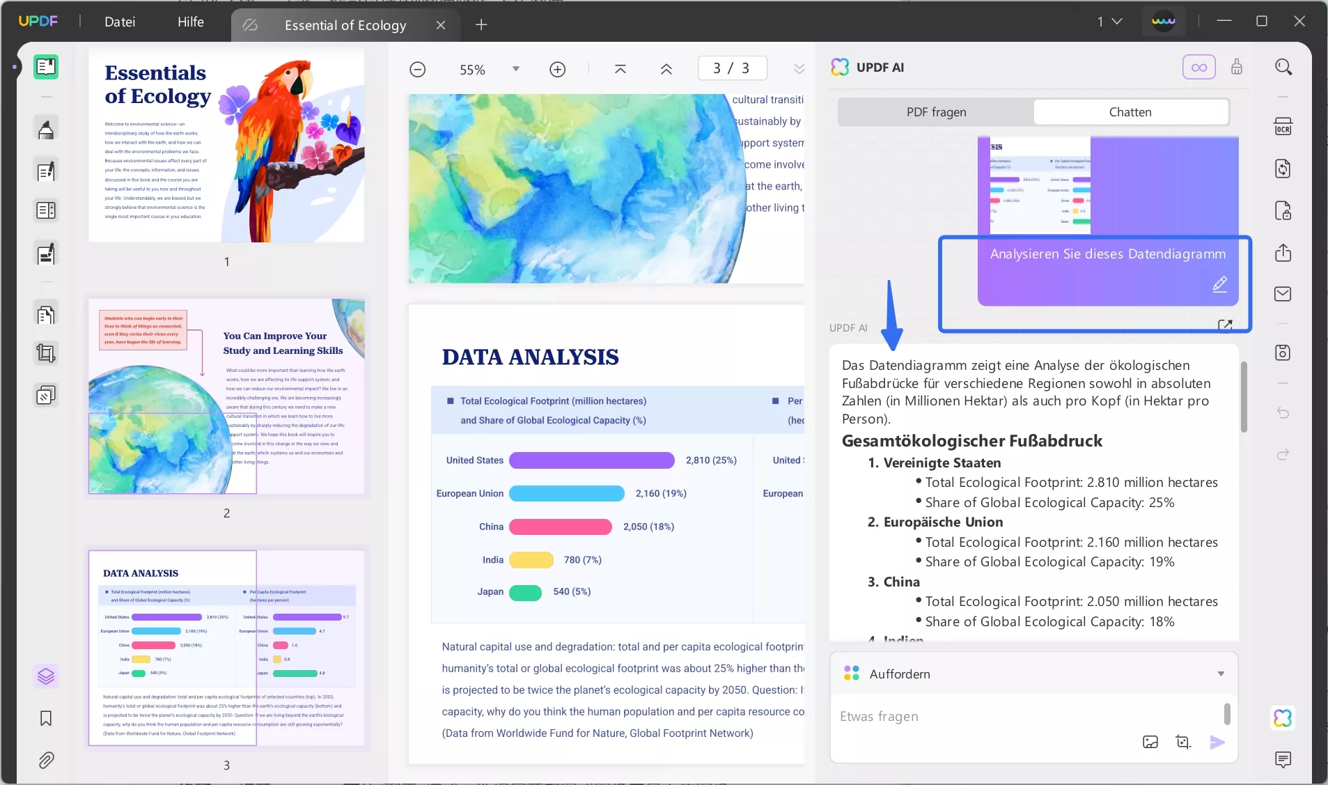 Analyse von Datendiagrammen mit updf ai auf Windows und Mac