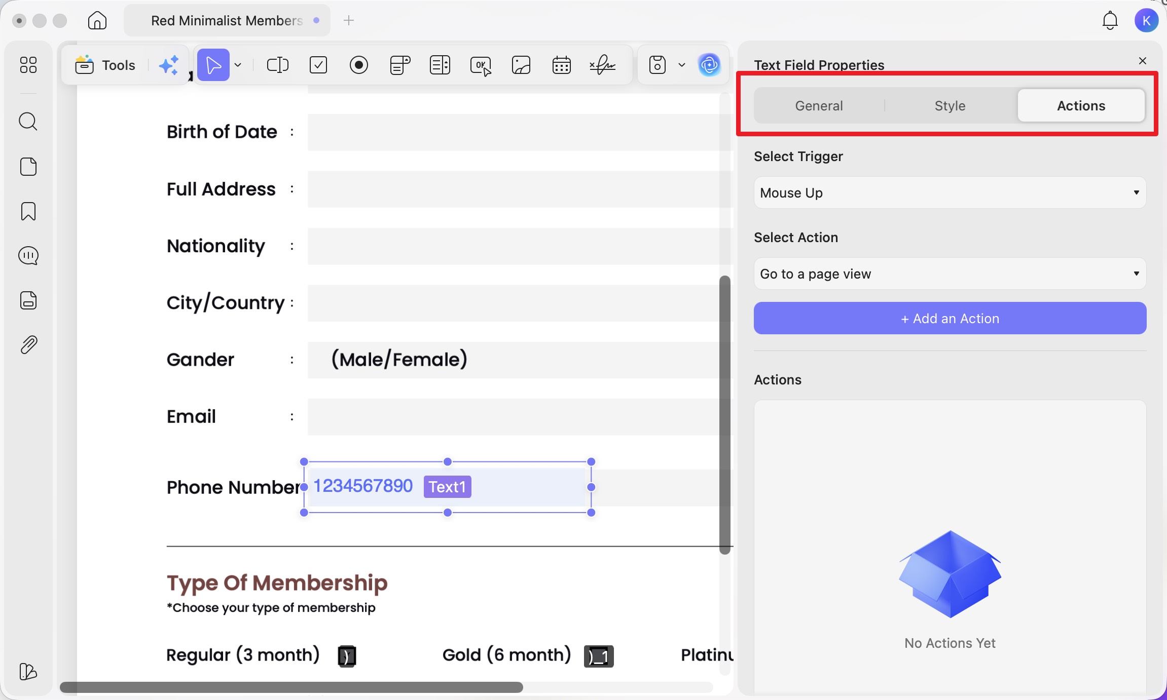double click the form field to fine tune it updf mac