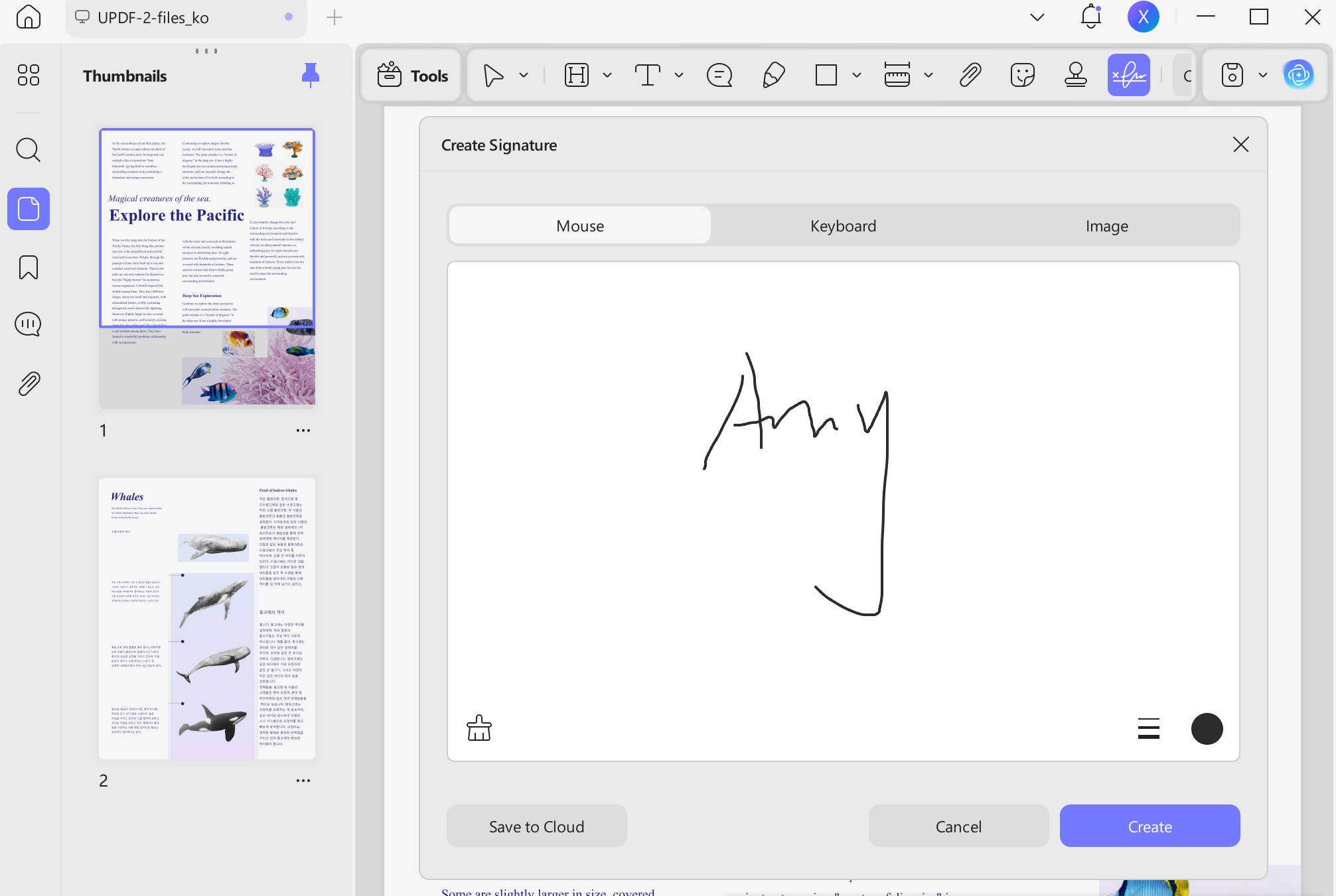 use mouse to create signature updf mac