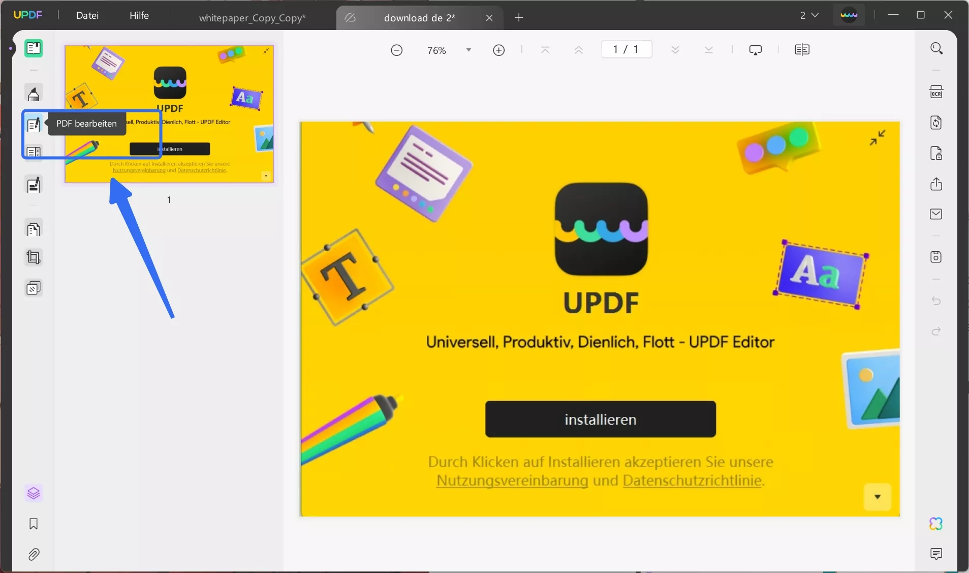 Canva als PDF speichern updf