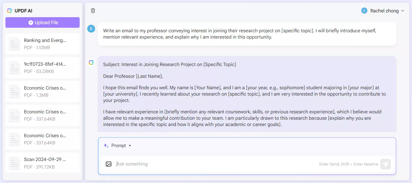 email for showing interest in joining a research project.