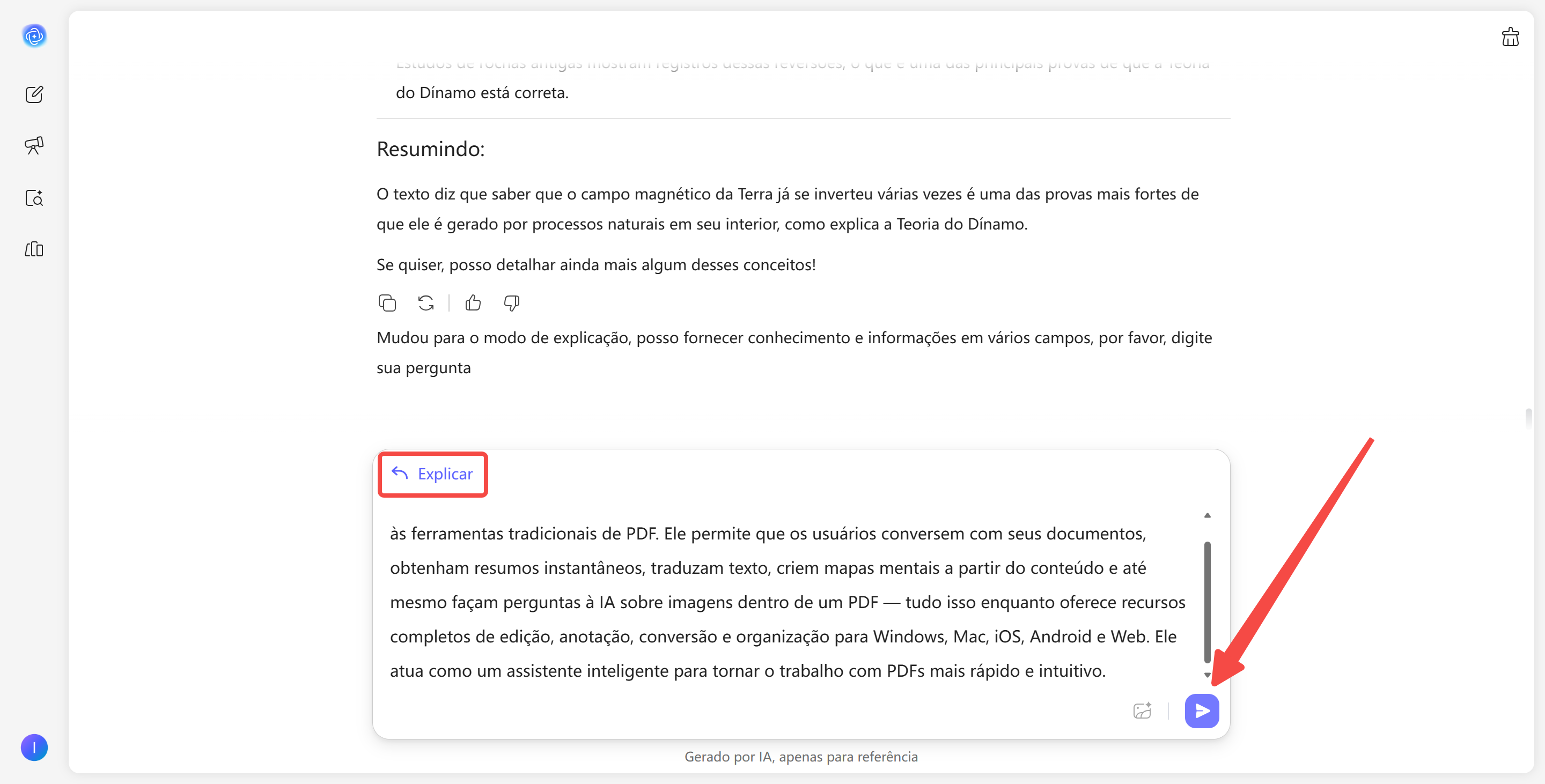 digite sua pergunta na caixa de texto e gerar a resposta