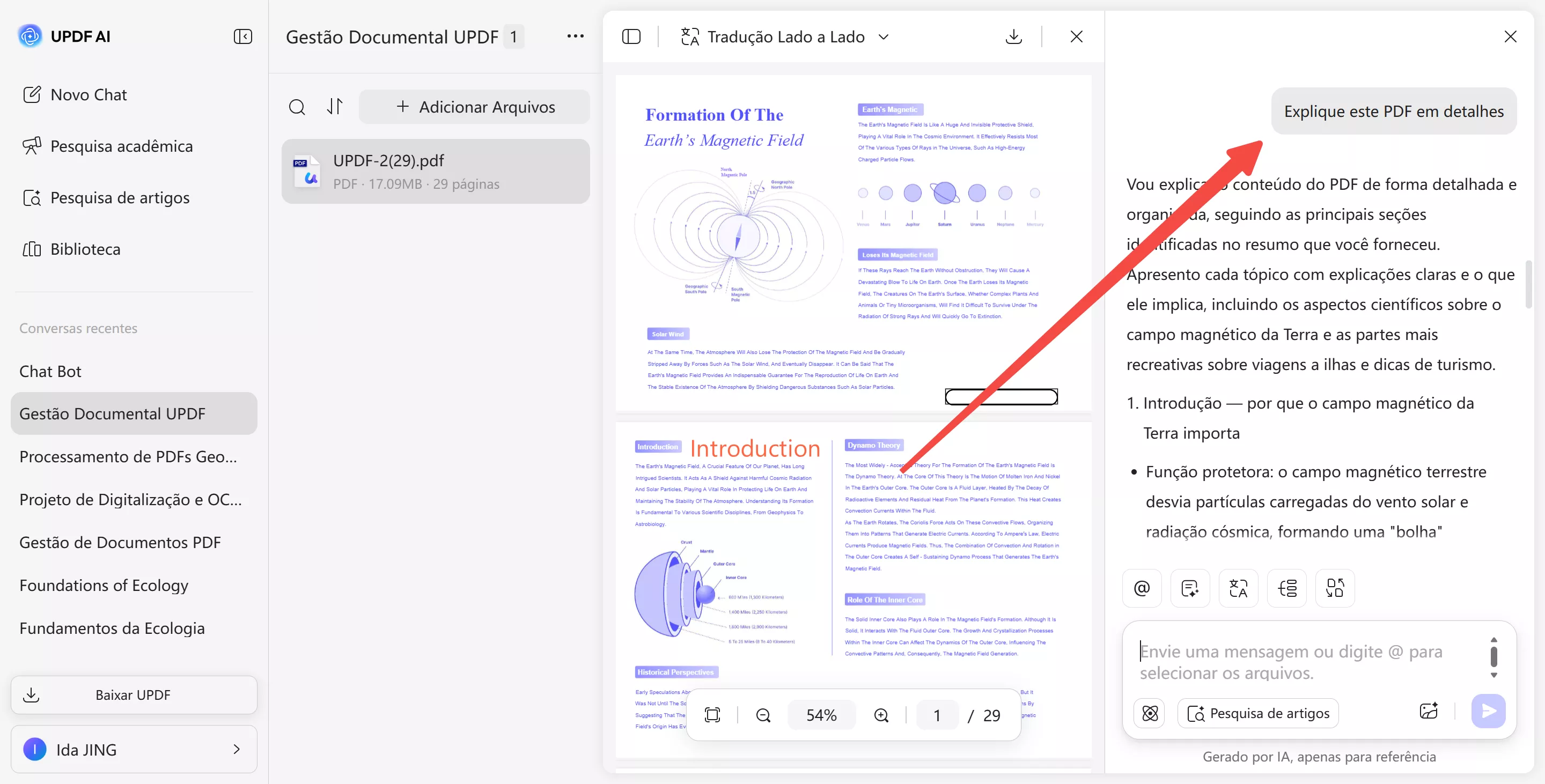 cole o conteúdo e o prompt de explicação