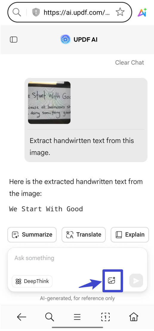 enter the prompt to extract text from image updf ai online
