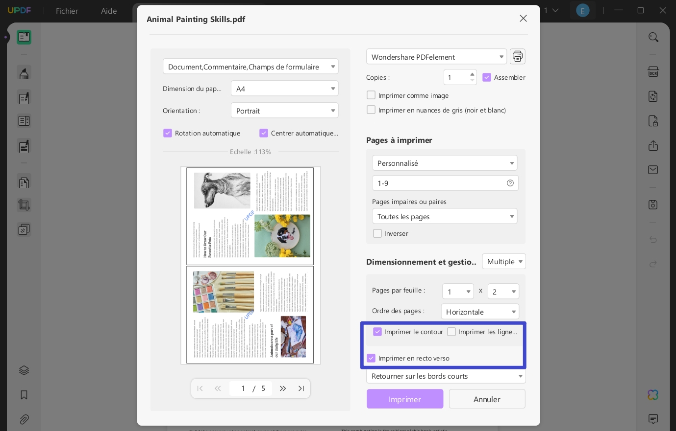 Comment imprimer plusieurs pages PDF par feuille UPDF