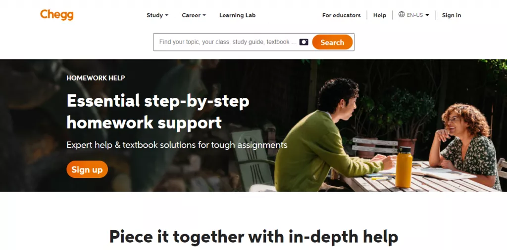 chegg website interface