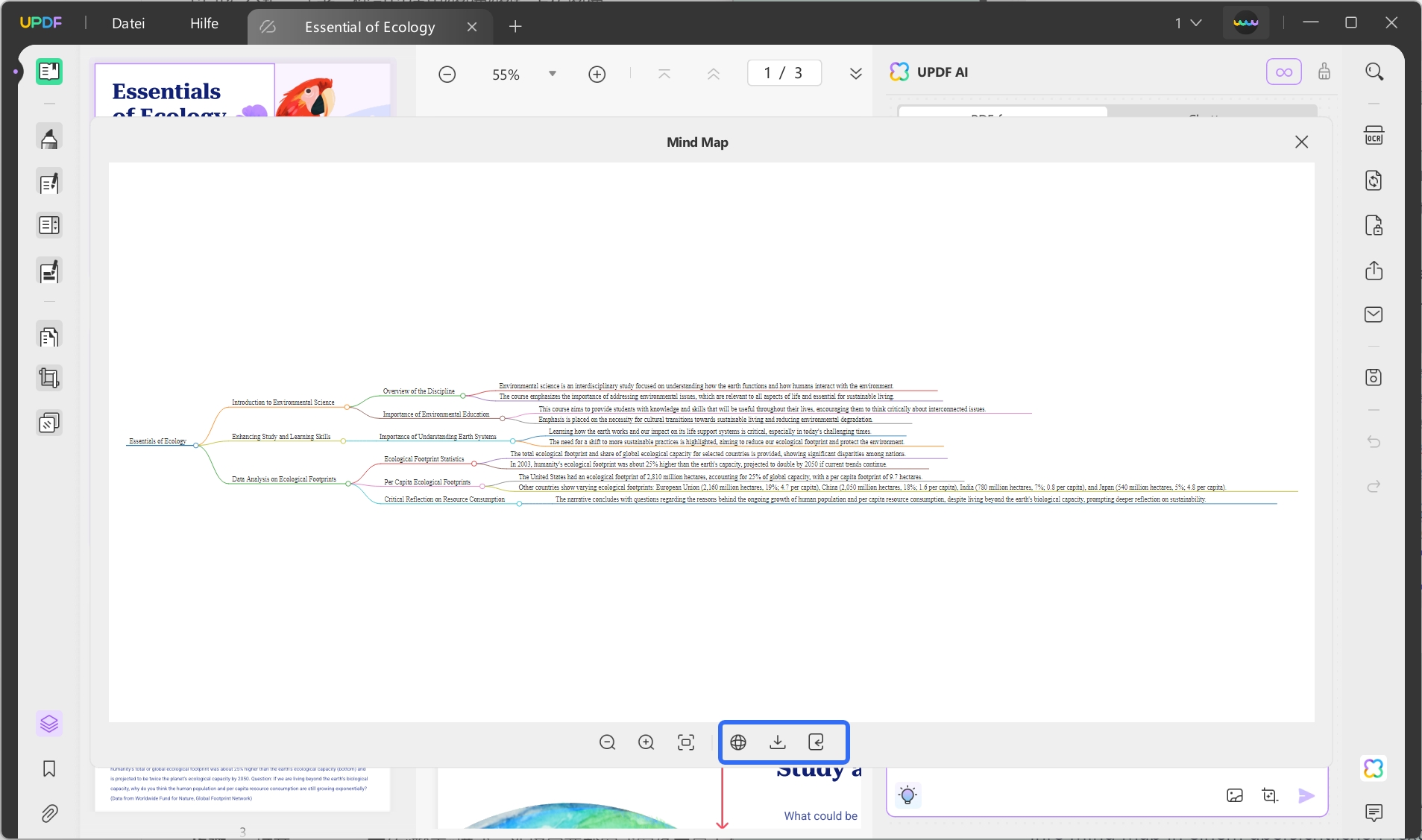 die Mindmap in updf ai auf Windows und Mac ansehen oder herunterladen